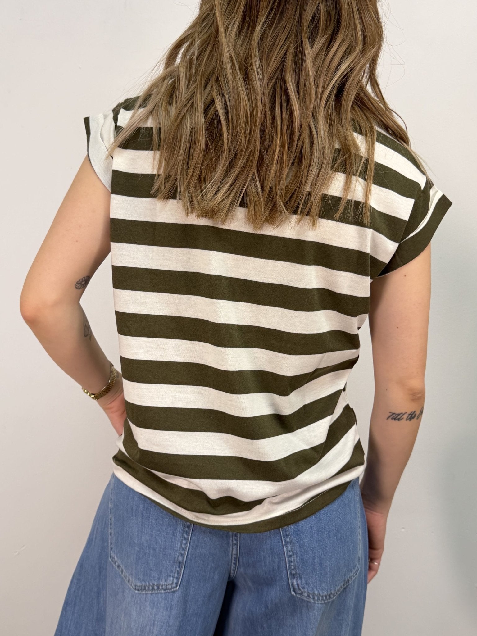 T-Shirt girocollo cotone stampa riga Susy Mix - GiuGiò | Shop online