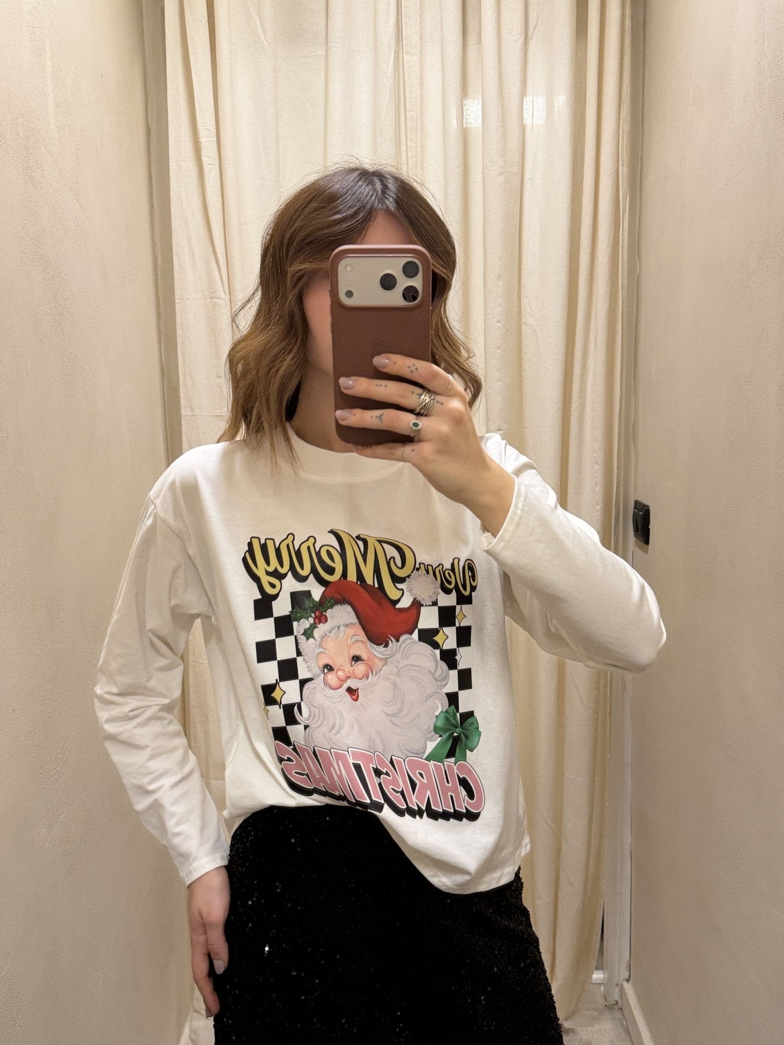 T-Shirt girocollo "Merry Christmas” scacchi MyD - GiuGiò | Shop online