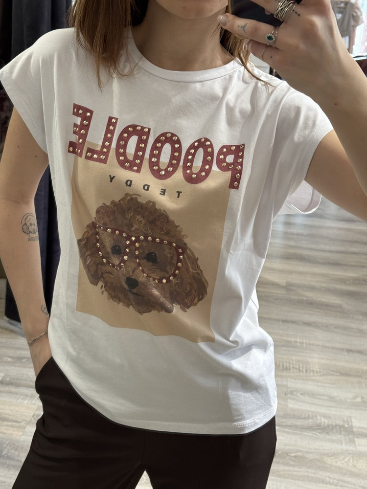 T-shirt girocollo stampa barboncino Susy Mix - GiuGiò | Shop online
