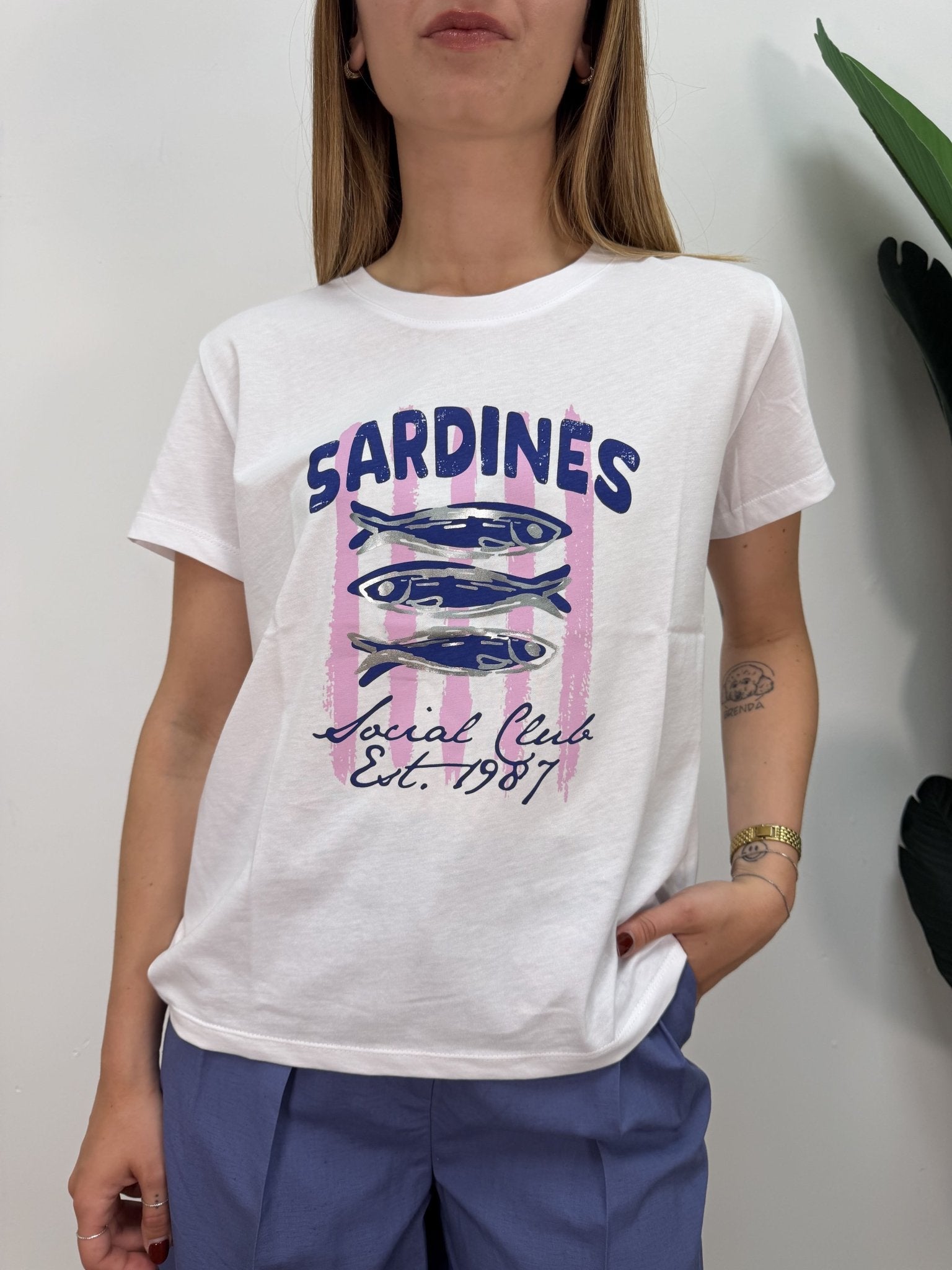 T-shirt girocollo stampa sardine Susy Mix - GiuGiò | Shop online
