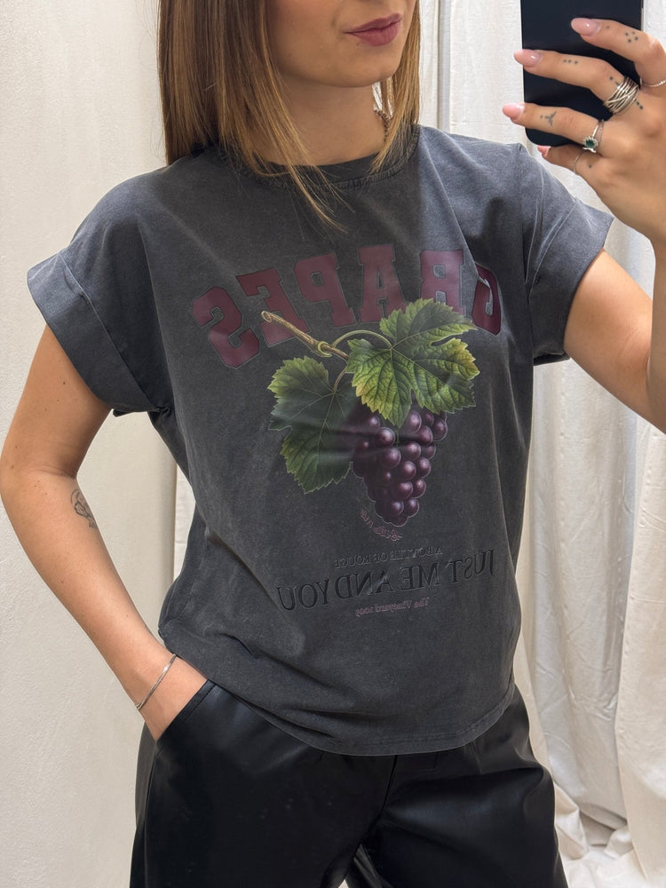 T-Shirt in cotone marmorizzato stampa uva Susy Mix - GiuGiò | Shop online
