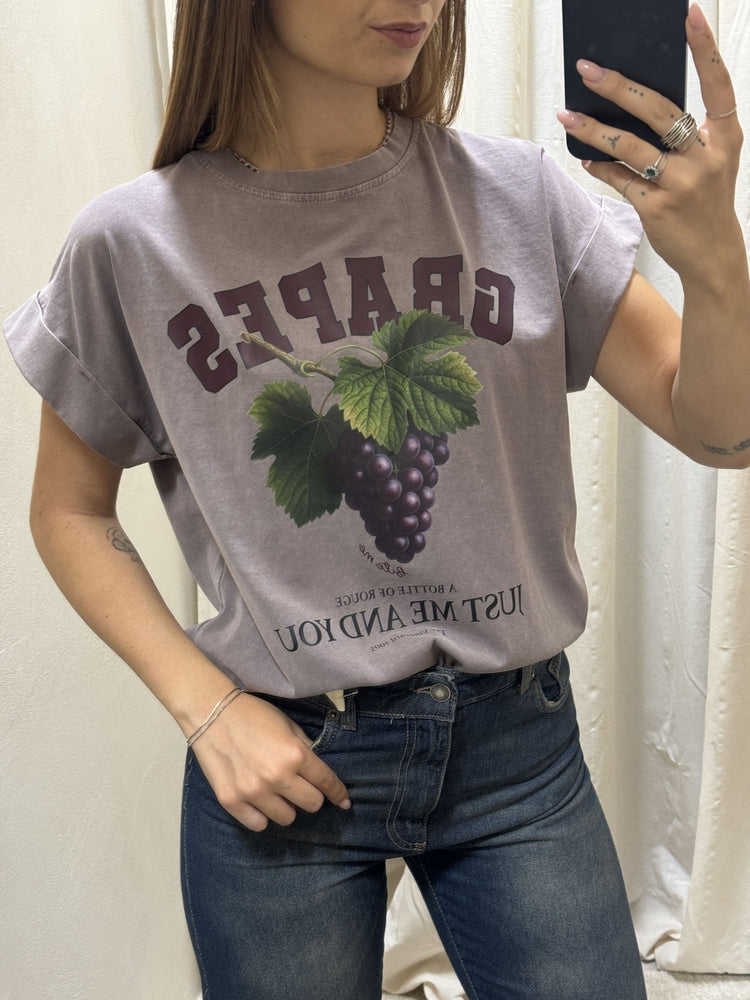T-Shirt in cotone marmorizzato stampa uva Susy Mix - GiuGiò | Shop online