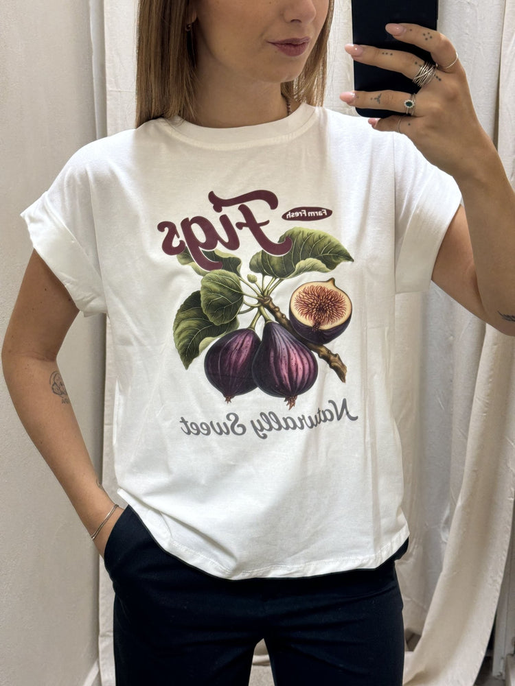 T-Shirt in cotone stampa fico Susy Mix - GiuGiò | Shop online