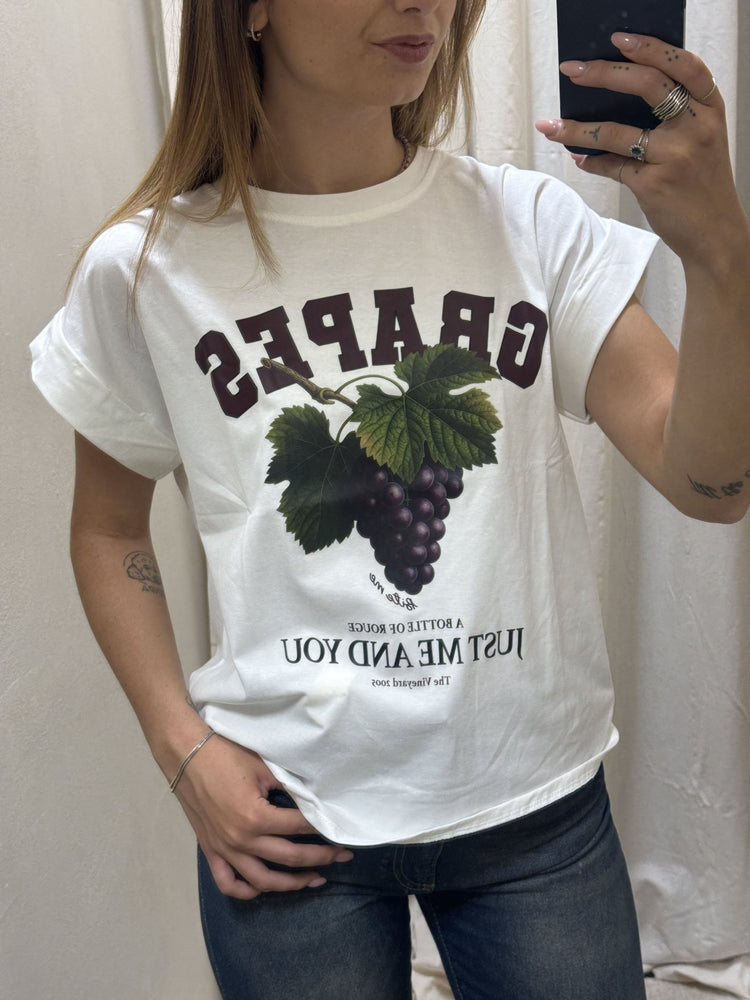 T-Shirt in cotone stampa uva Susy Mix - GiuGiò | Shop online