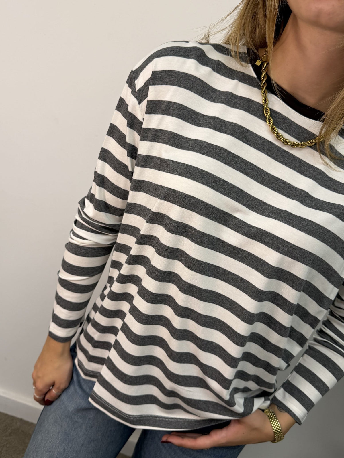 T-shirt in viscosa rigata manica lunga Dixie - GiuGiò | Shop online