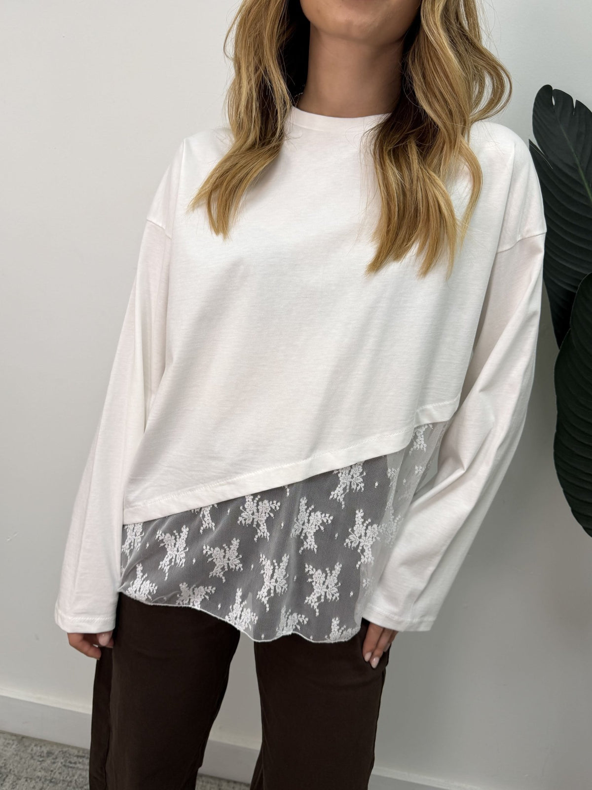 T-shirt manica lunga con pizzo trasversale MyD - GiuGiò | Shop online