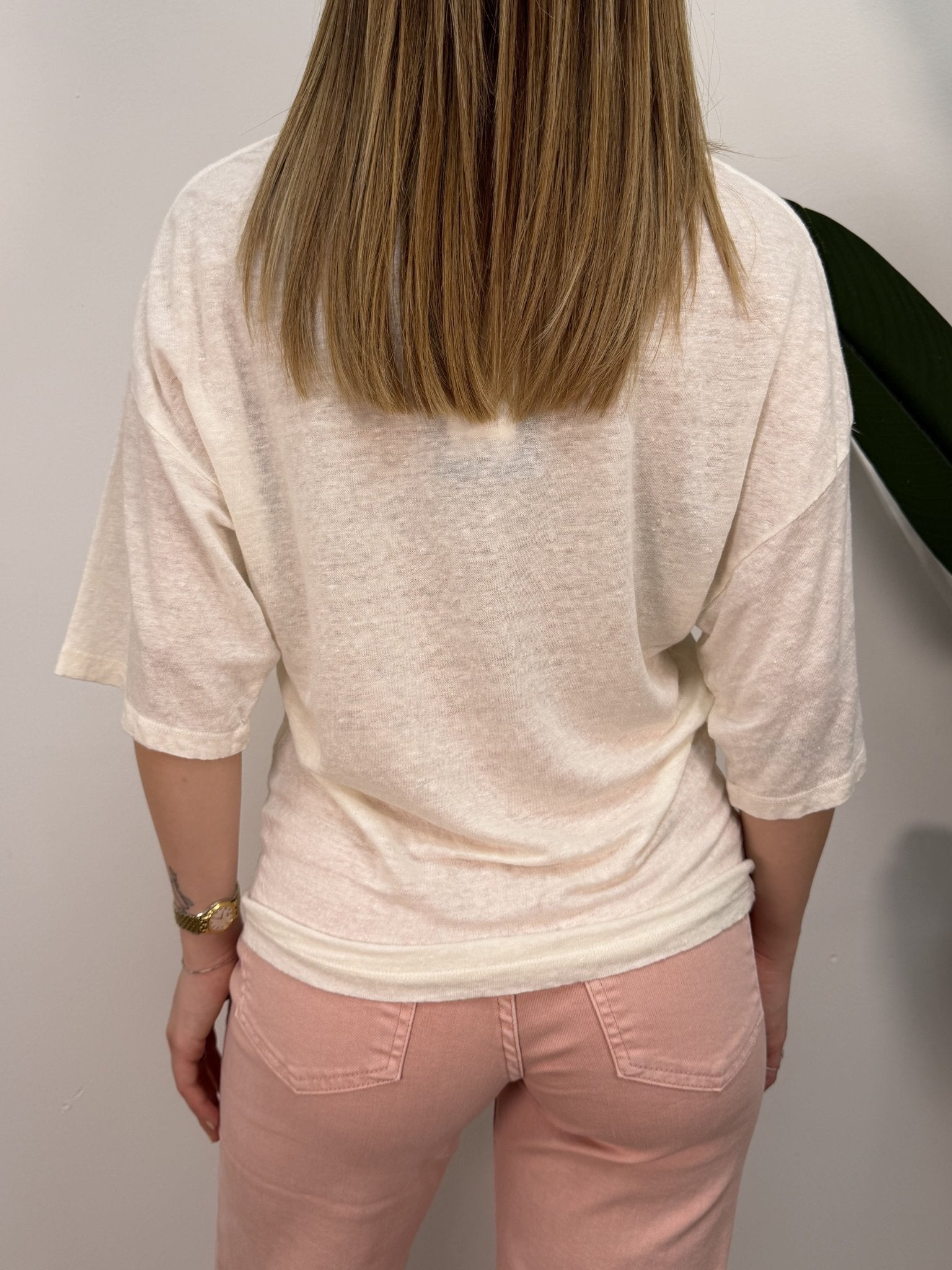 T-Shirt over in lino scollo V Dixie - GiuGiò | Shop online