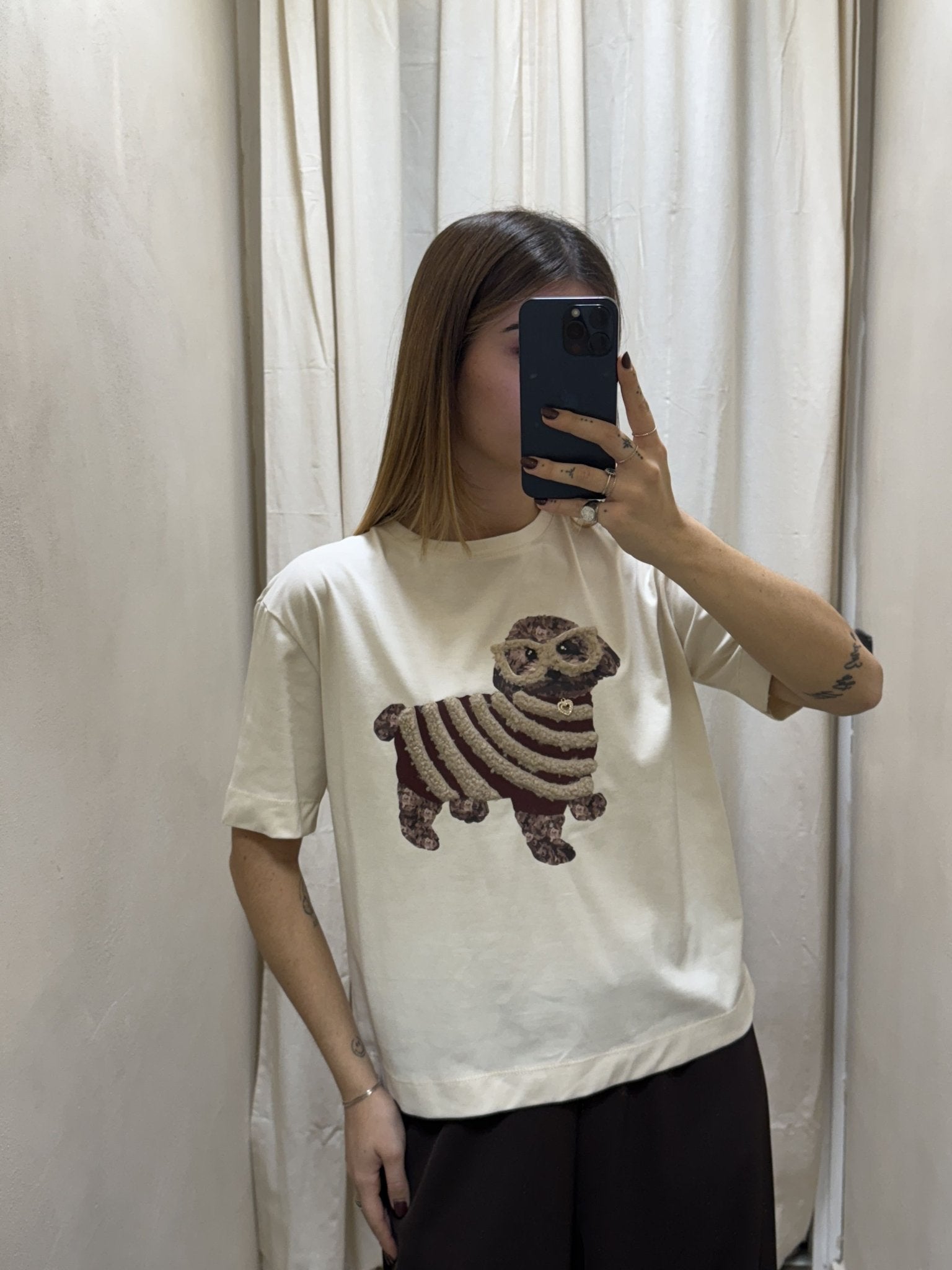 T-Shirt stampa barboncino con dettaglio gioiello Susy Mix - GiuGiò | Shop online