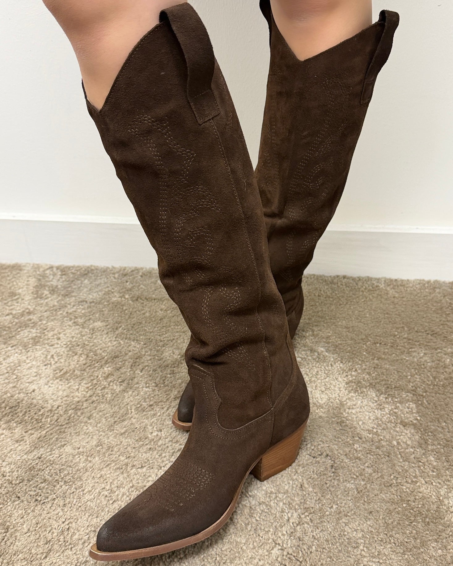 Texano alto in crosta con ricami Via Mondana - GiuGiò | Shop online