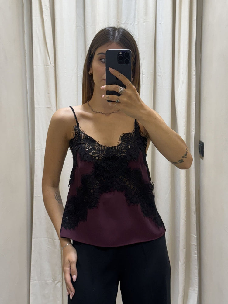 Top bretellina satin con inserti in pizzo Tensione In - GiuGiò | Shop online