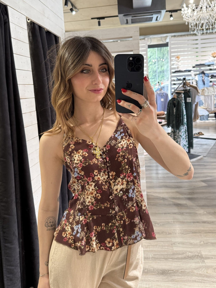 Top fiorato con rouches Tensione In - GiuGiò | Shop online