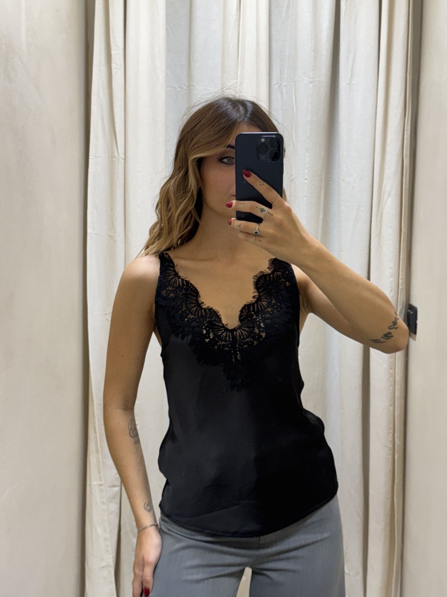 Top in satin e pizzo Tensione In - GiuGiò | Shop online