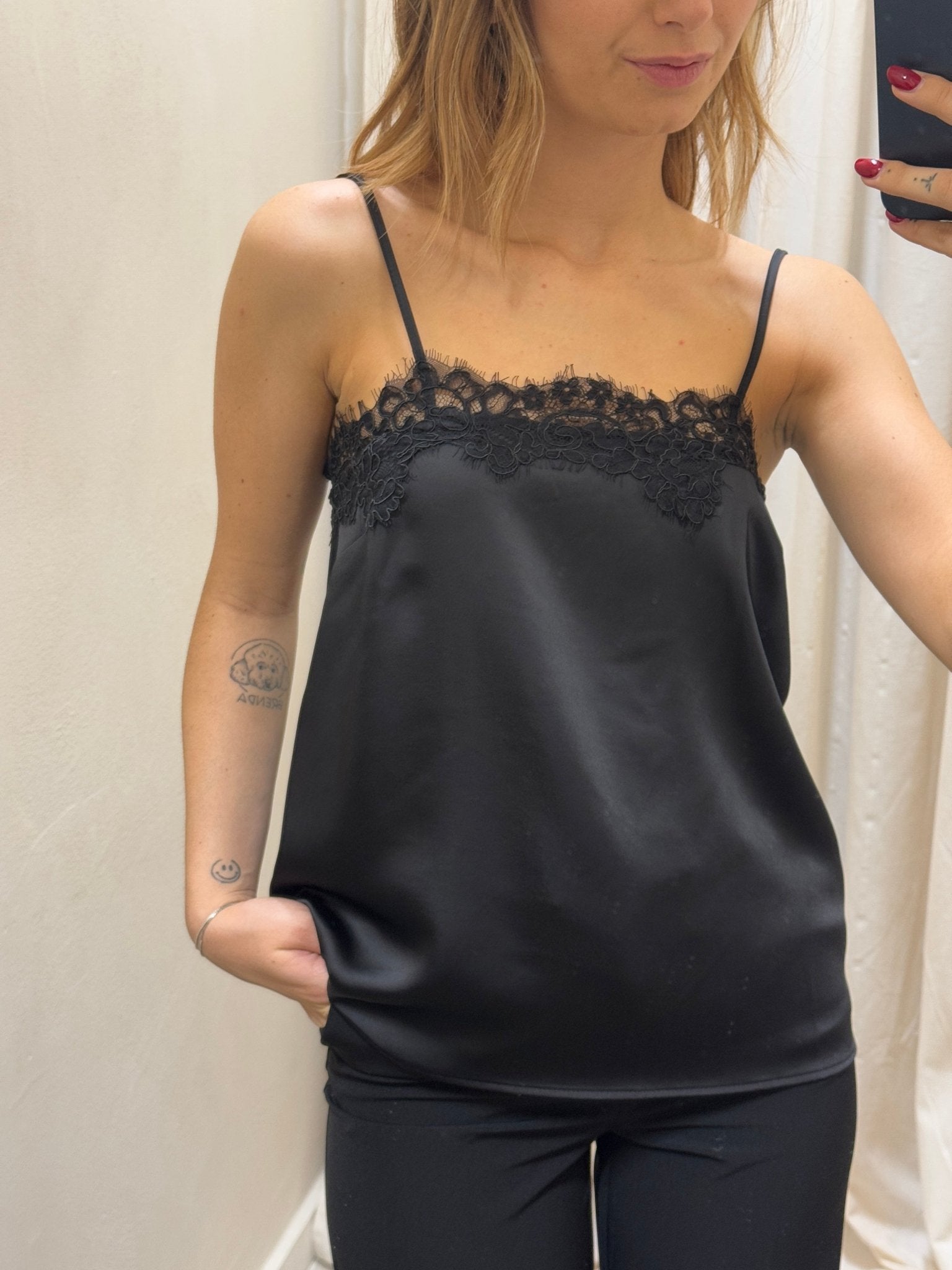 Top satin inserti pizzo Imperial - GiuGiò | Shop online