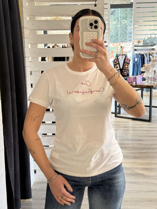 Susy Mix- T-shirt slim con scritta - Giugioshop
