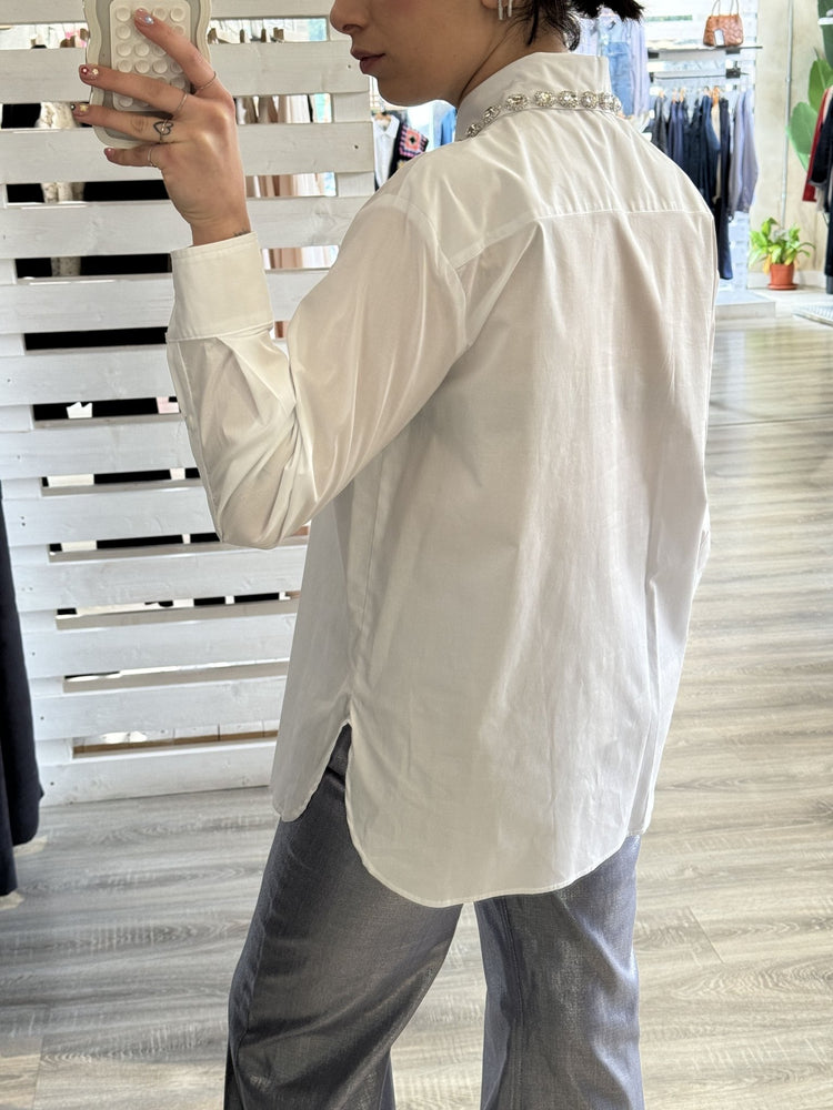 Zahjr - Camicia in popeline con pietre applicate - Giugioshop