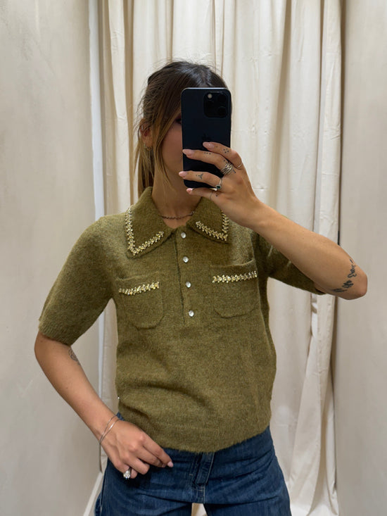 Polo in maglia con applicazioni gioiello BSB