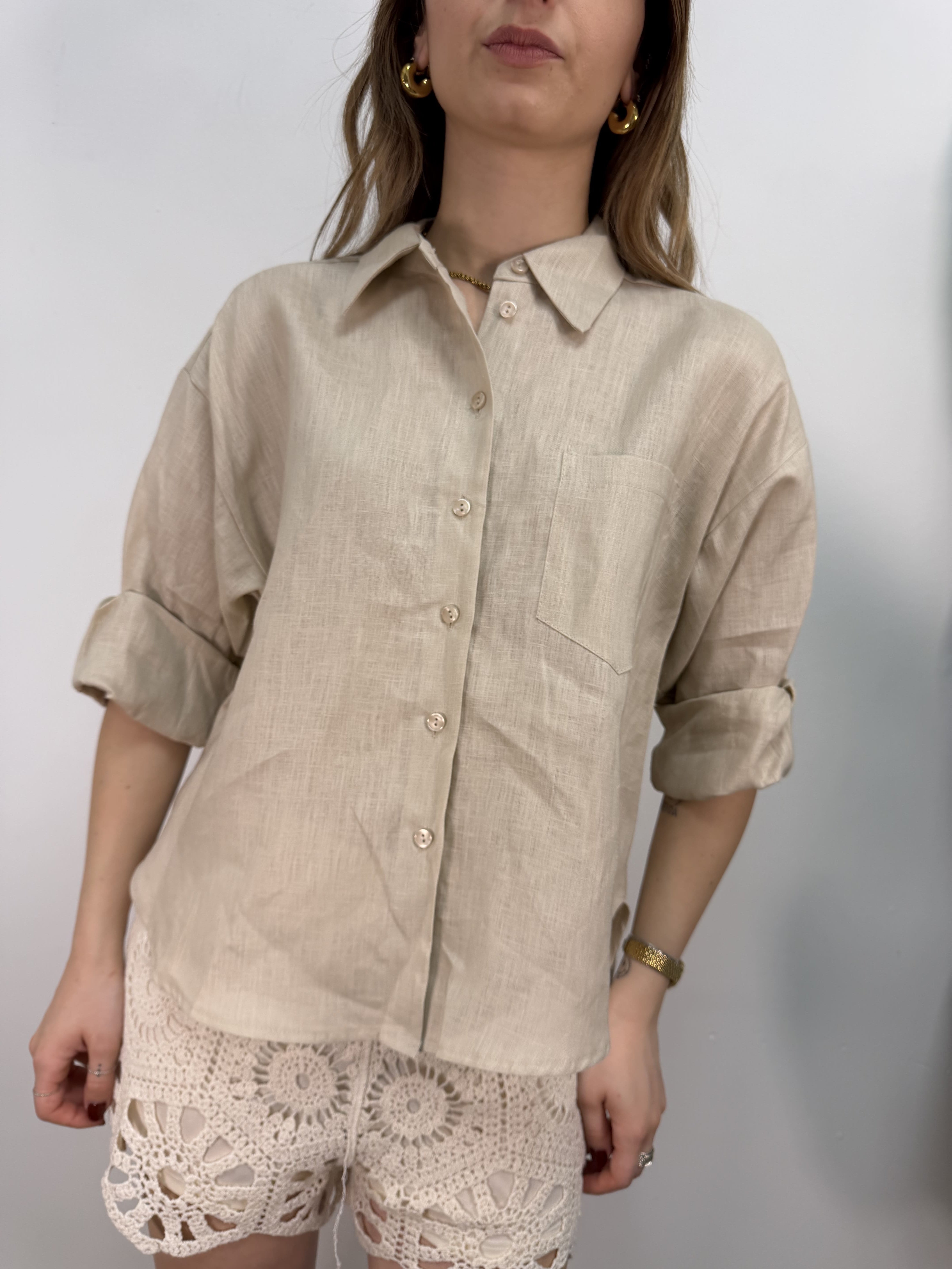 Camicia 100% Lino con taschino Tensione In