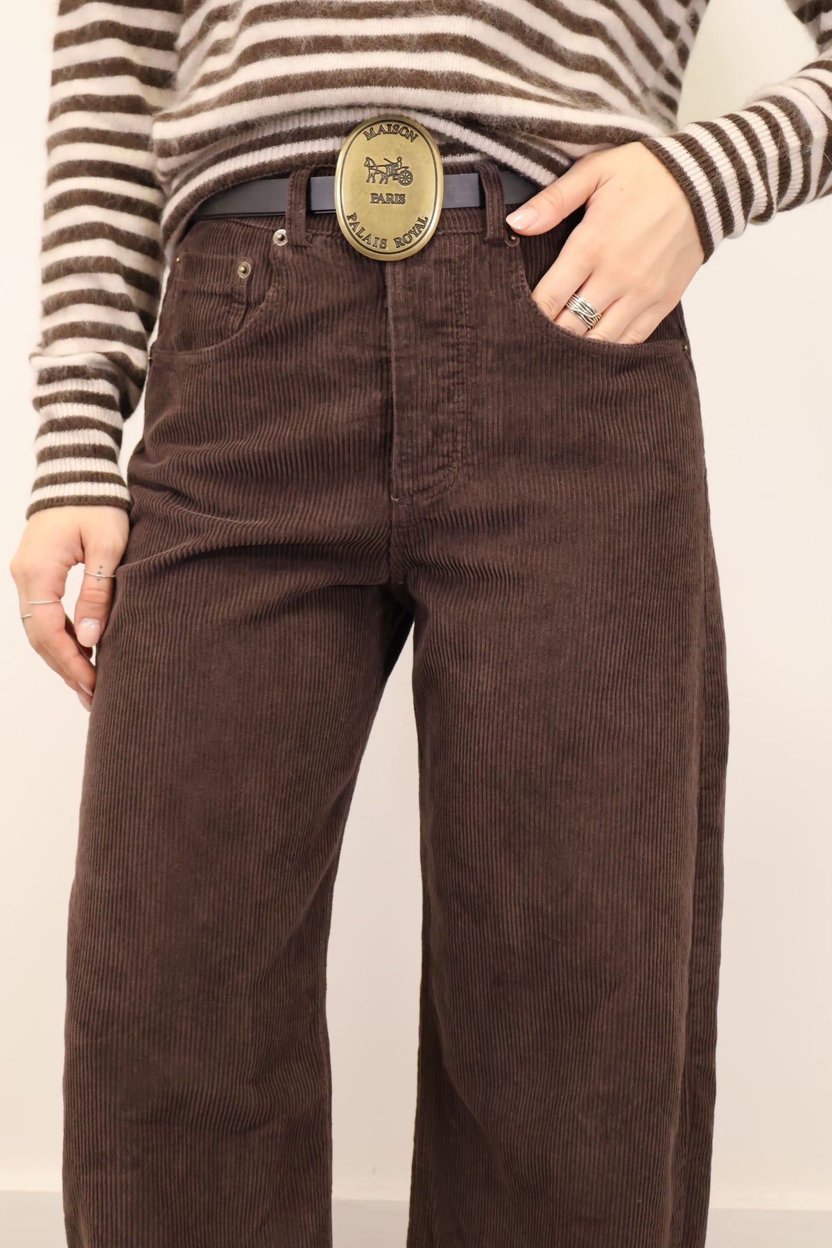 Pantalone ovetto in velluto rocciatore marrone Tensione In