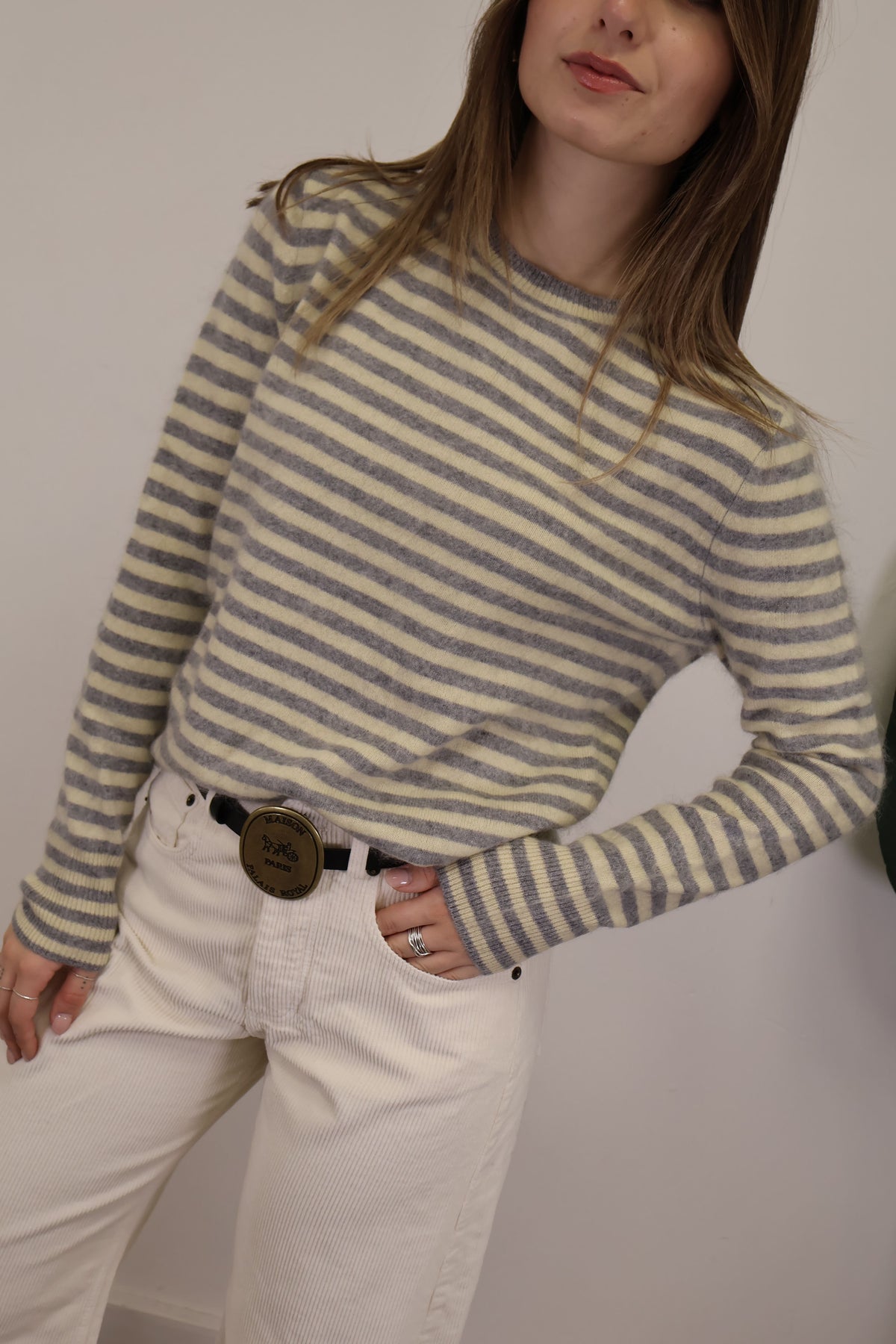 Maglione girocollo righe grigio Tensione In