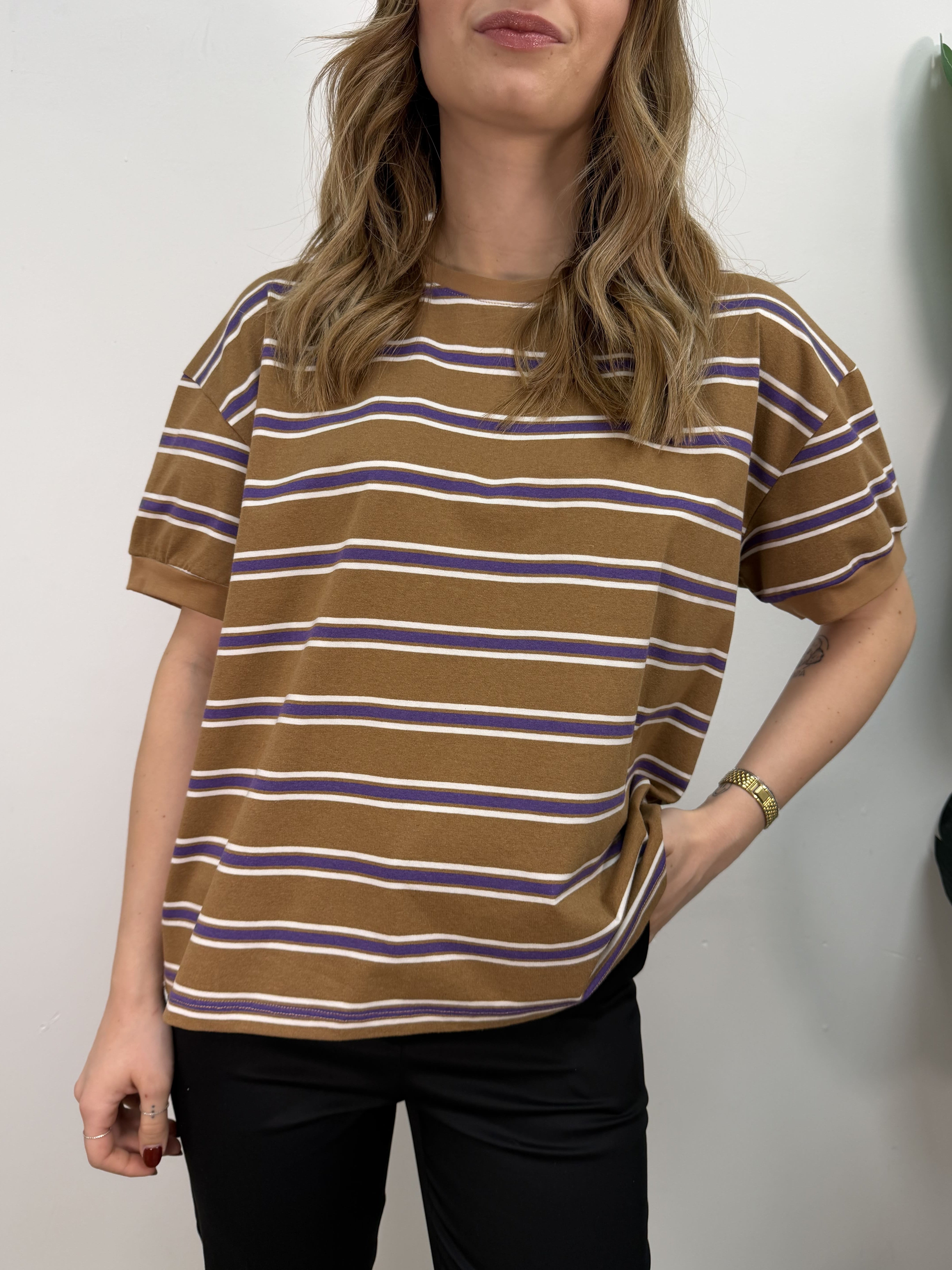T-shirt a righe manica corta Tensione In