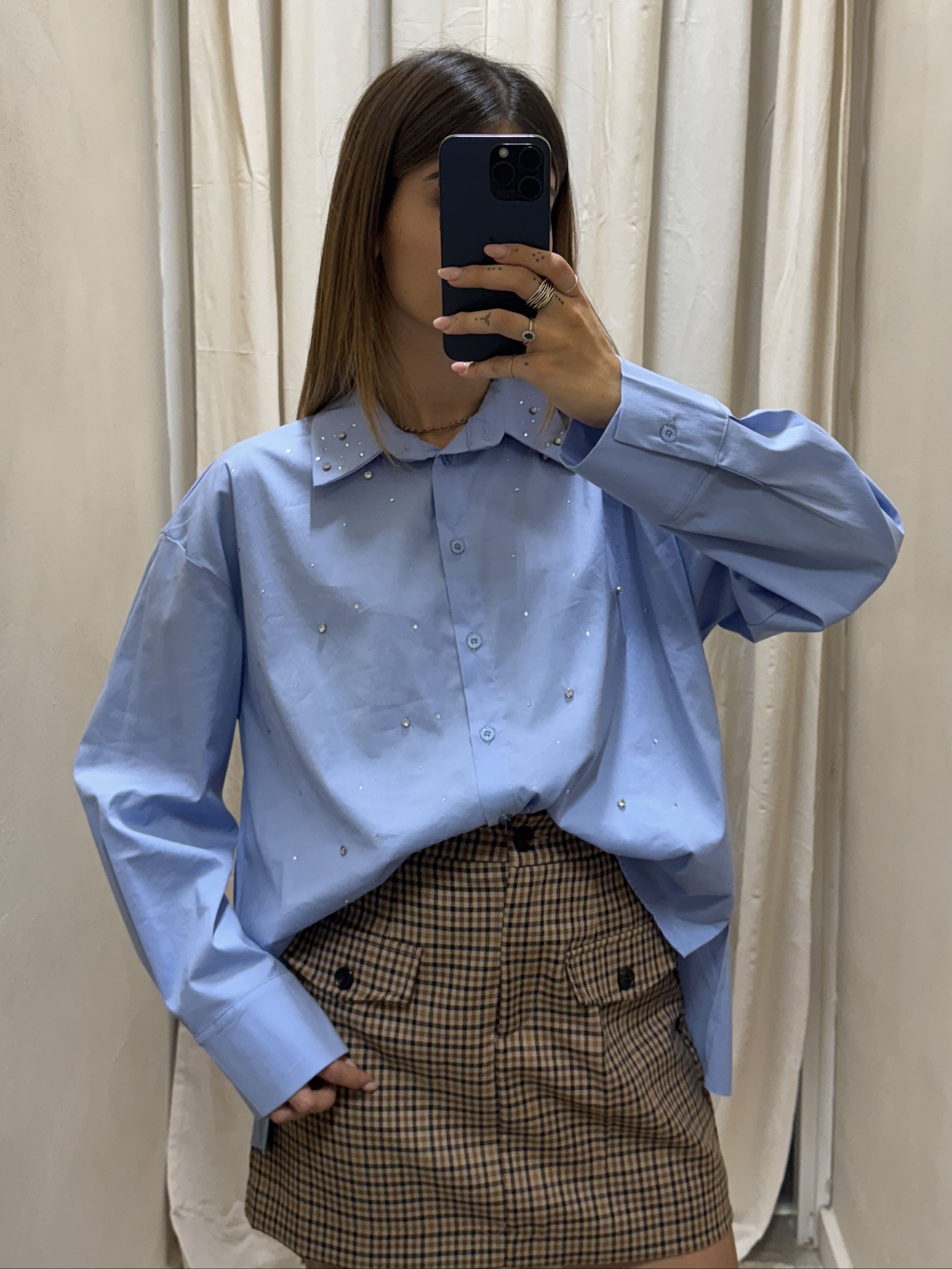 Camicia over con applicazioni gioiello Susy Mix