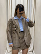 Giacca over micro check con spilla teddy Dixie