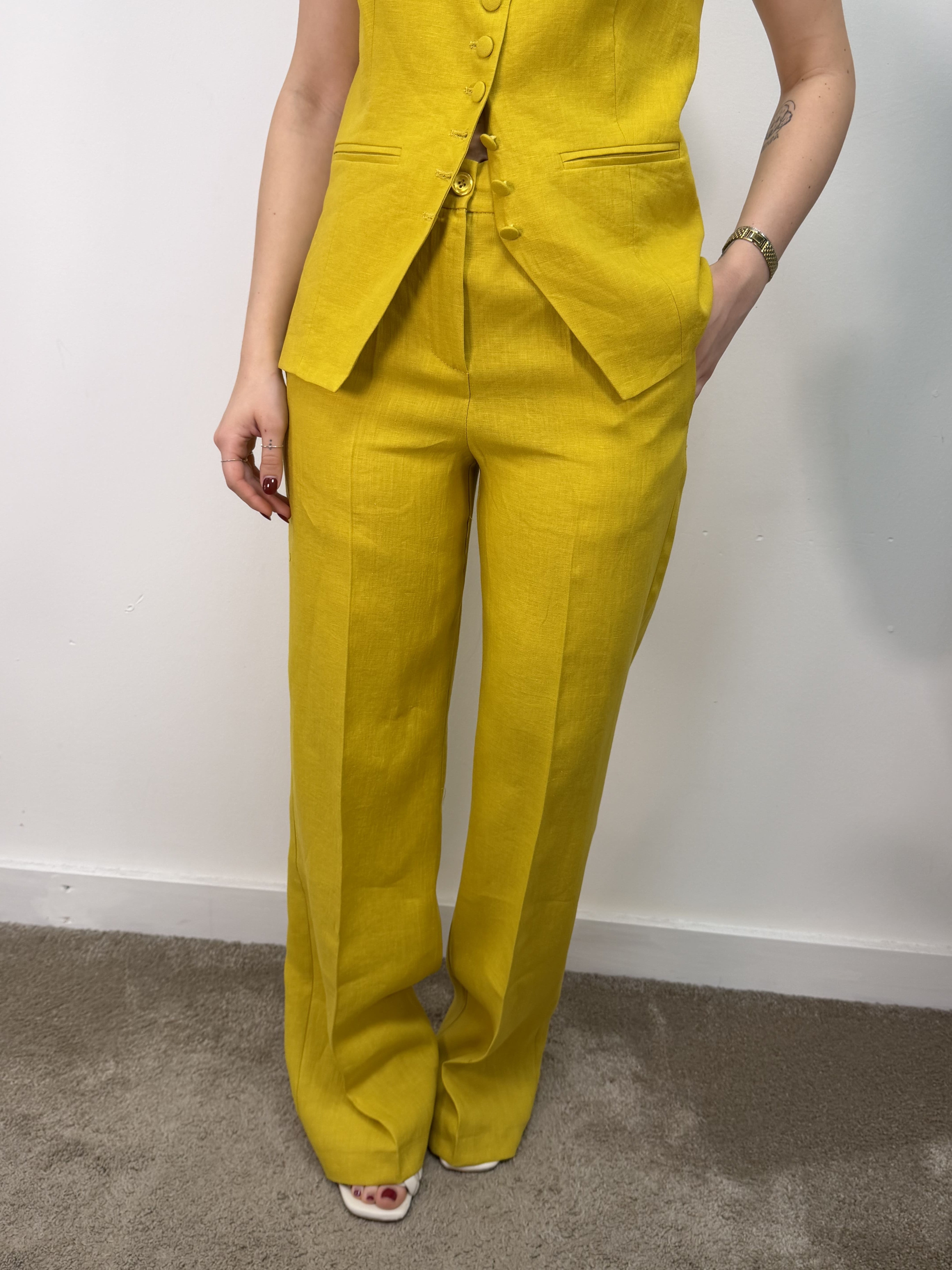 Pantalone 100% lino gamba dritta VICOLO