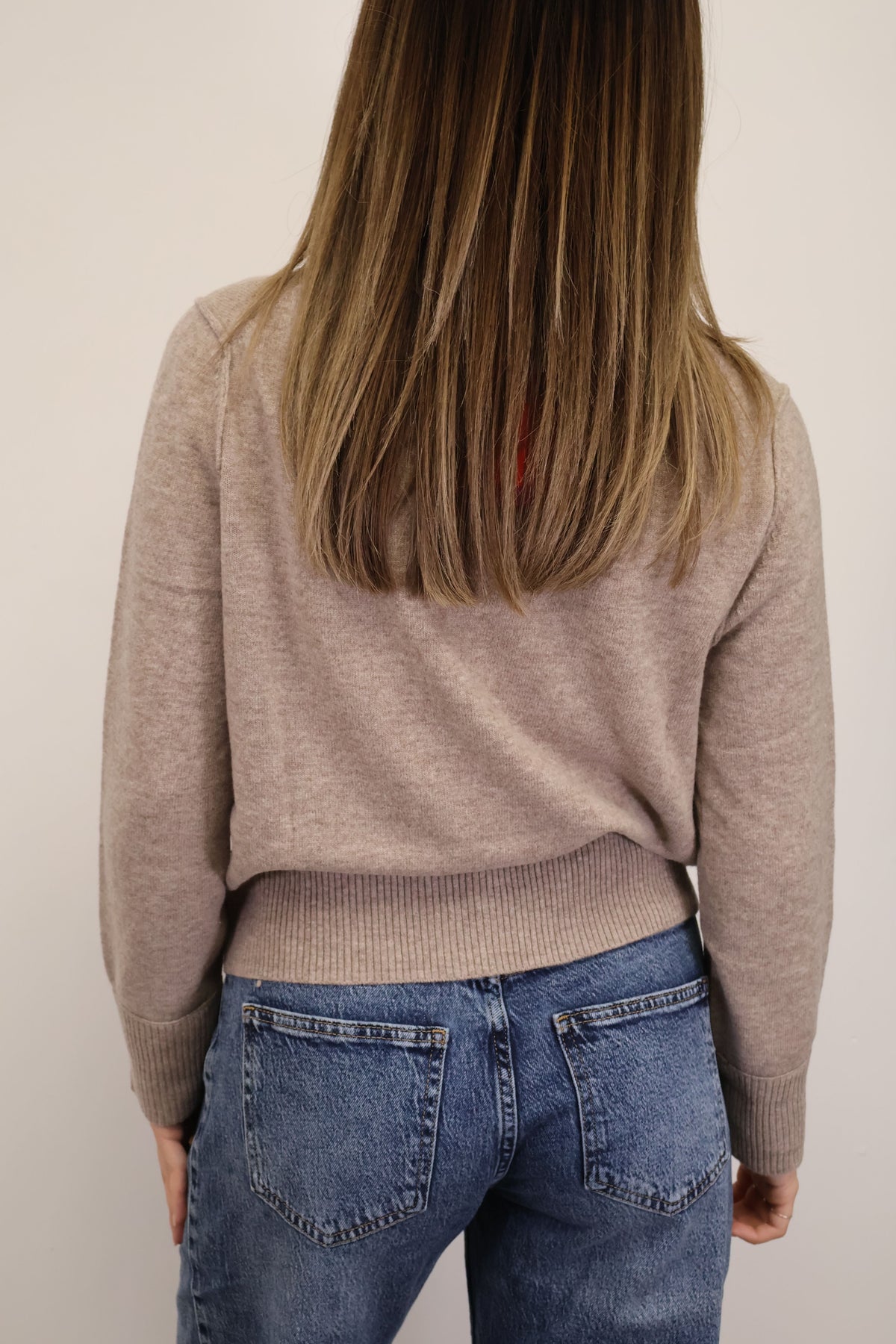 Maglione rasato girocollo 100% lana beige Tensione In