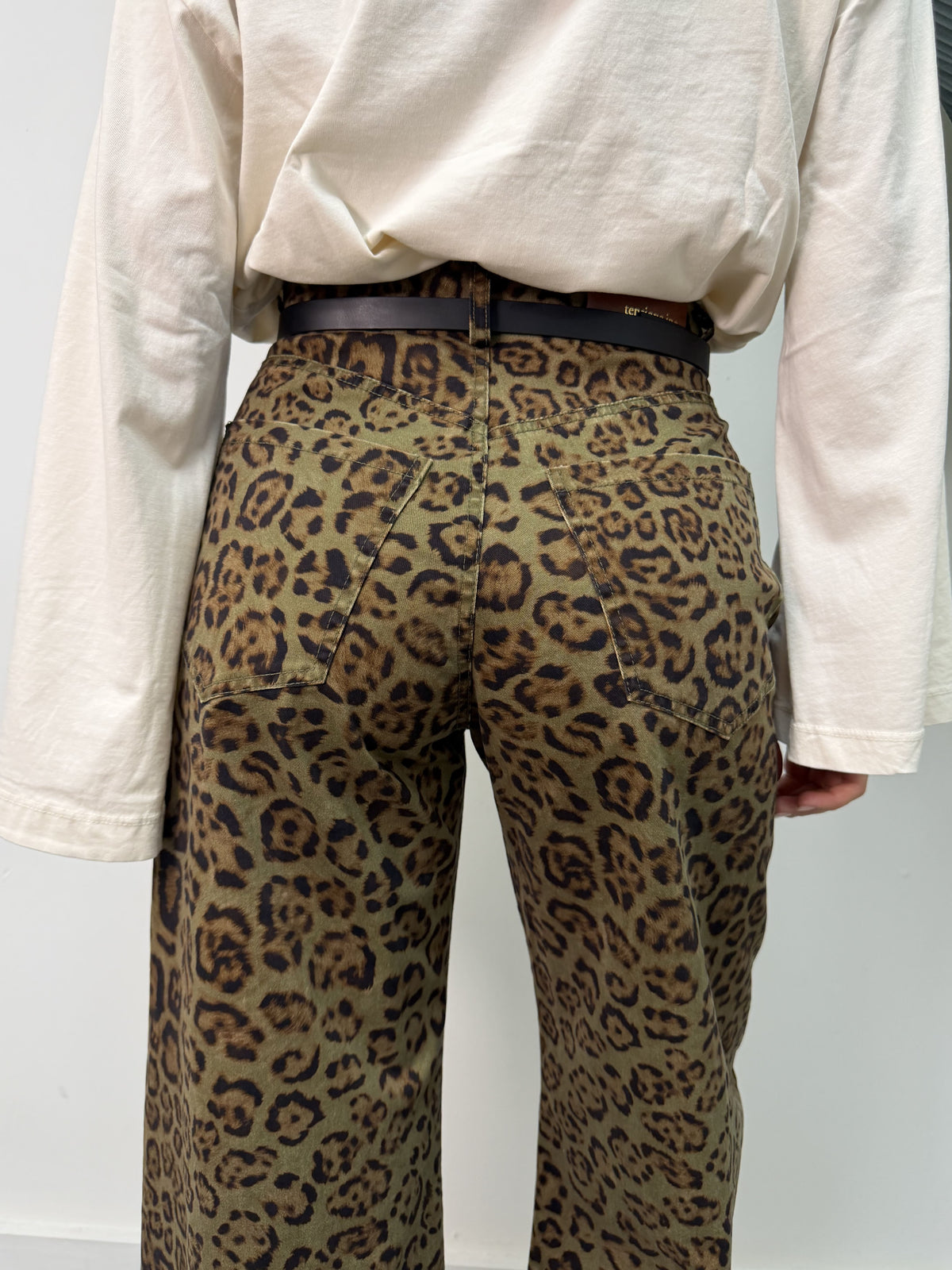 Pantalone ovetto stampa leopardata Tensione In