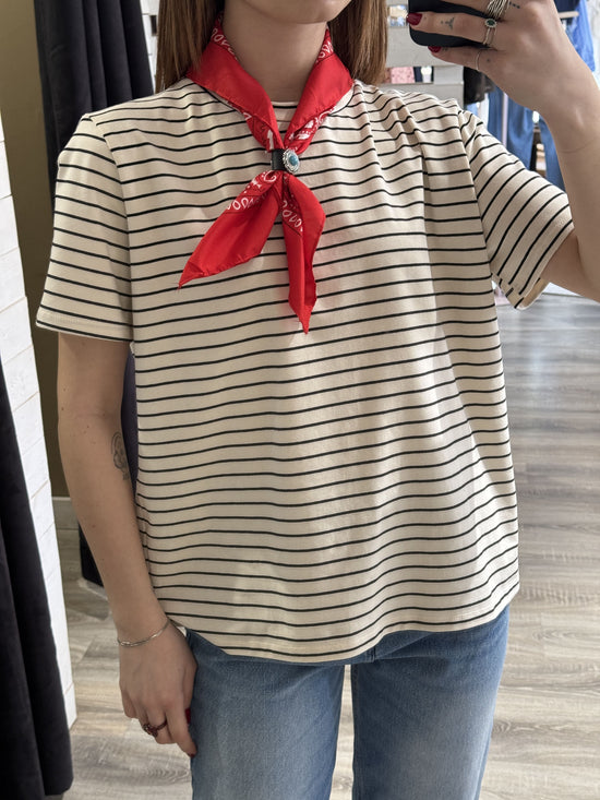 T-shirt a righe con bandana Dixie