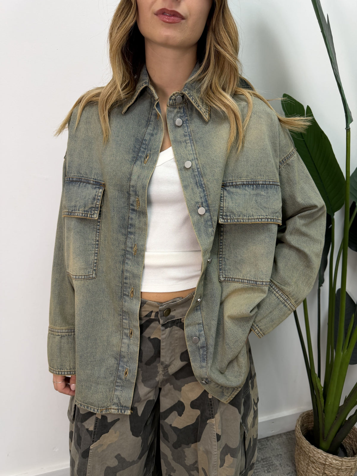 Camicia over in denim stone washed HaveOne
