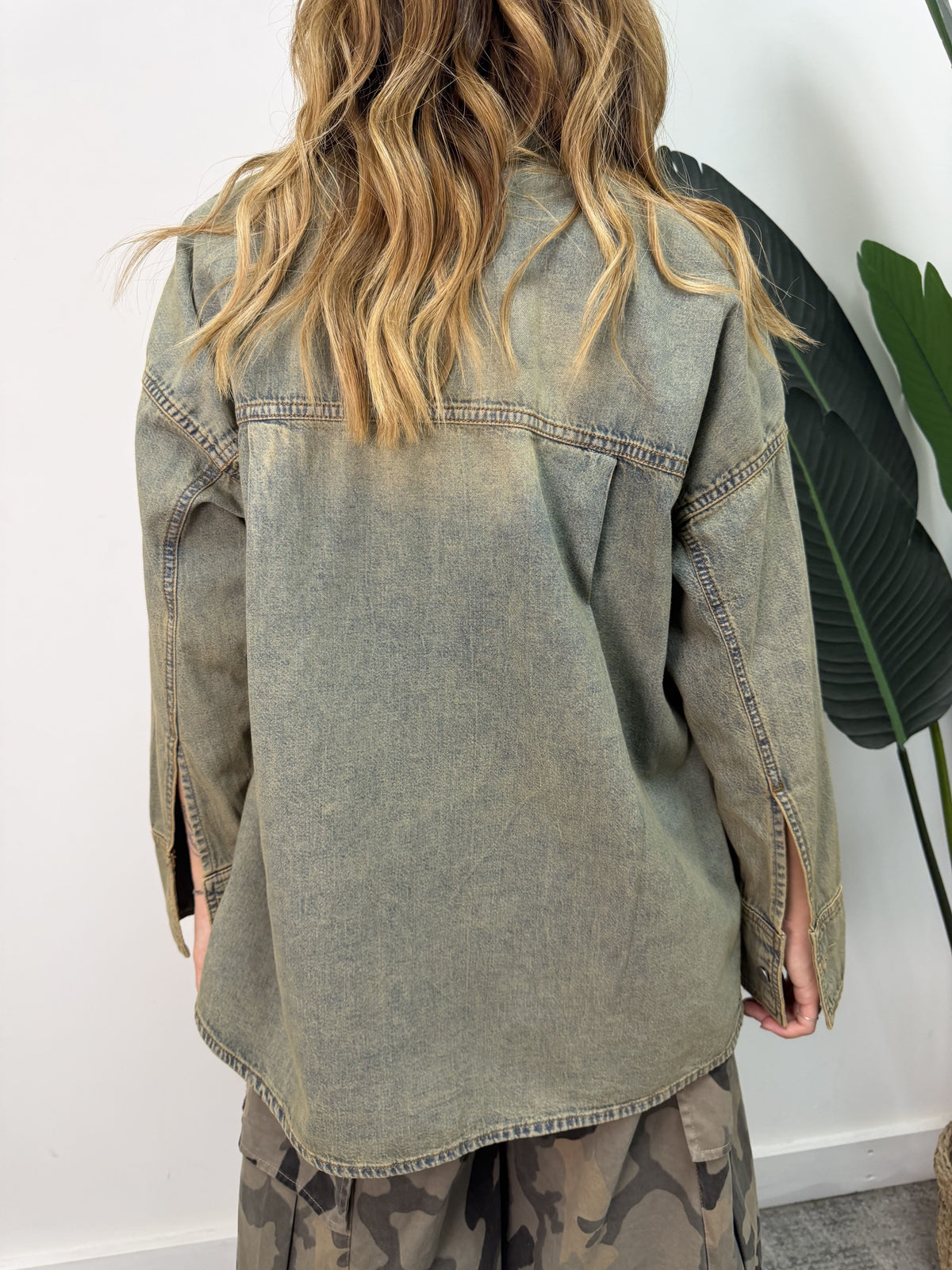 Camicia over in denim stone washed HaveOne
