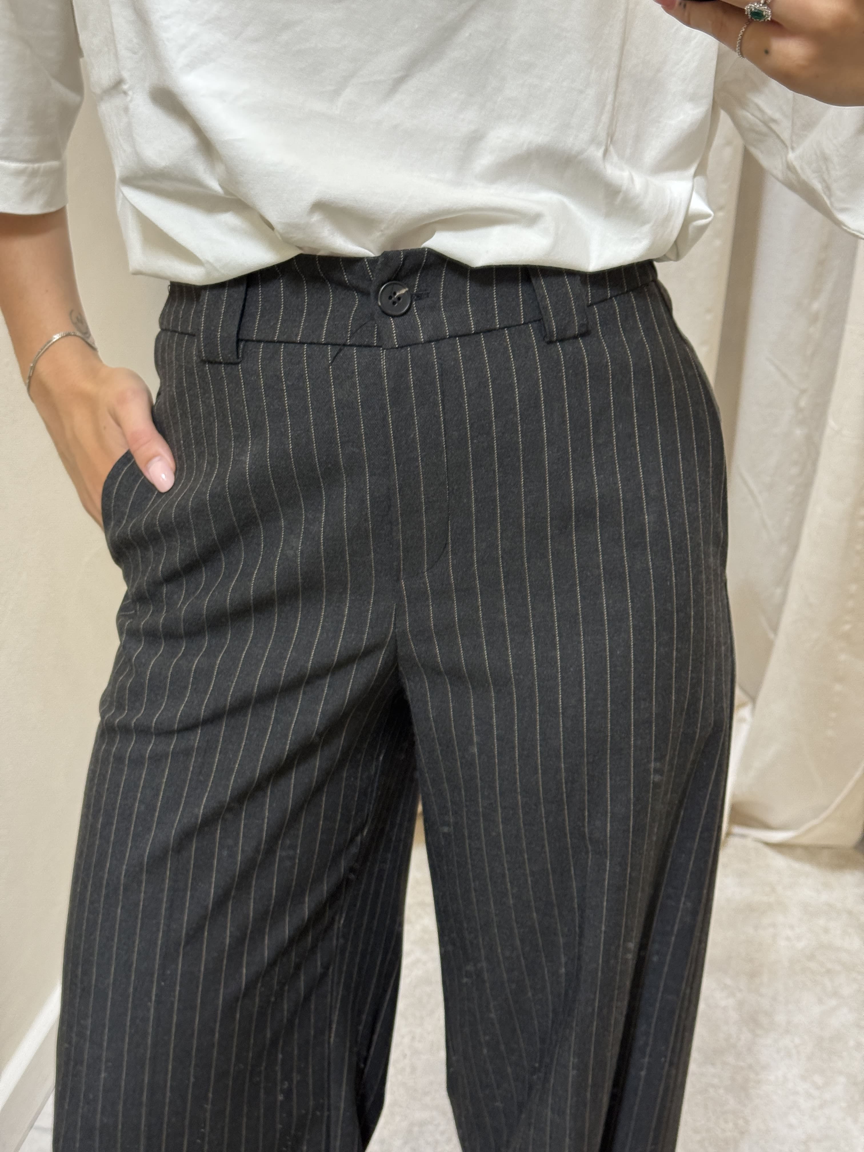Pantalone gessato gamba dritta Tensione In