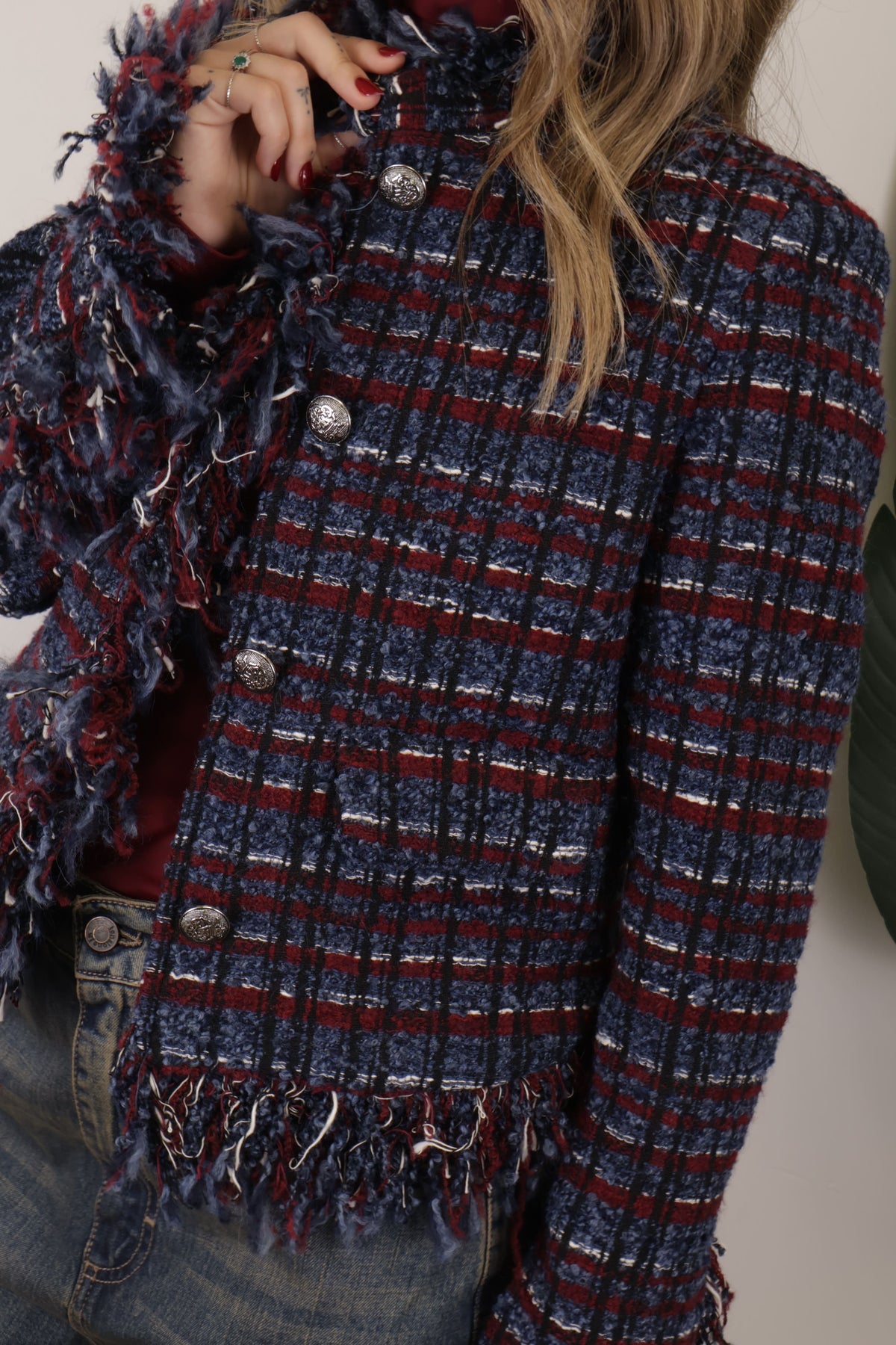 Giacca 4 bottoni tessuto tweed Tensione In
