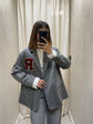 Giacca gessata con patch e polso camicia Susy Mix