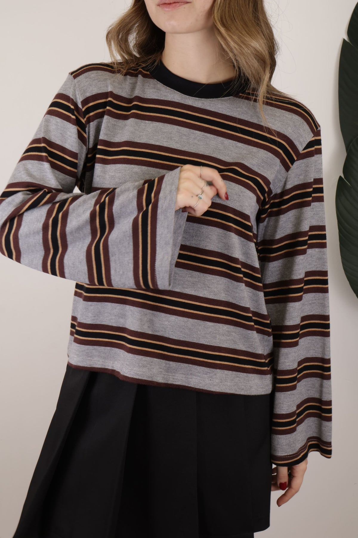 T-shirt in maglia manica ampia a righe HaveOne