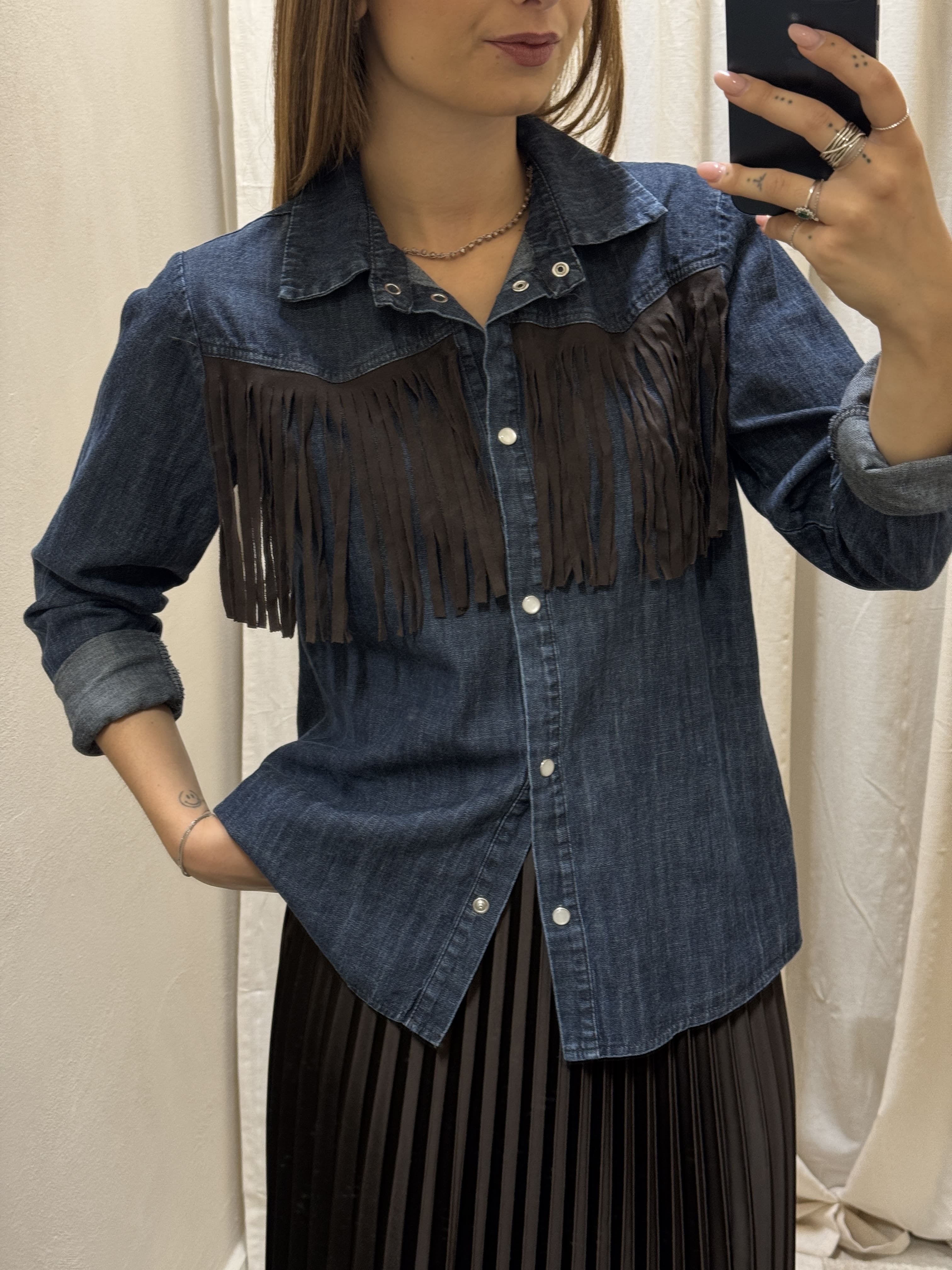 Camicia di jeans con frange applicate Susy Mix