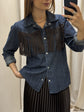 Camicia di jeans con frange applicate Susy Mix