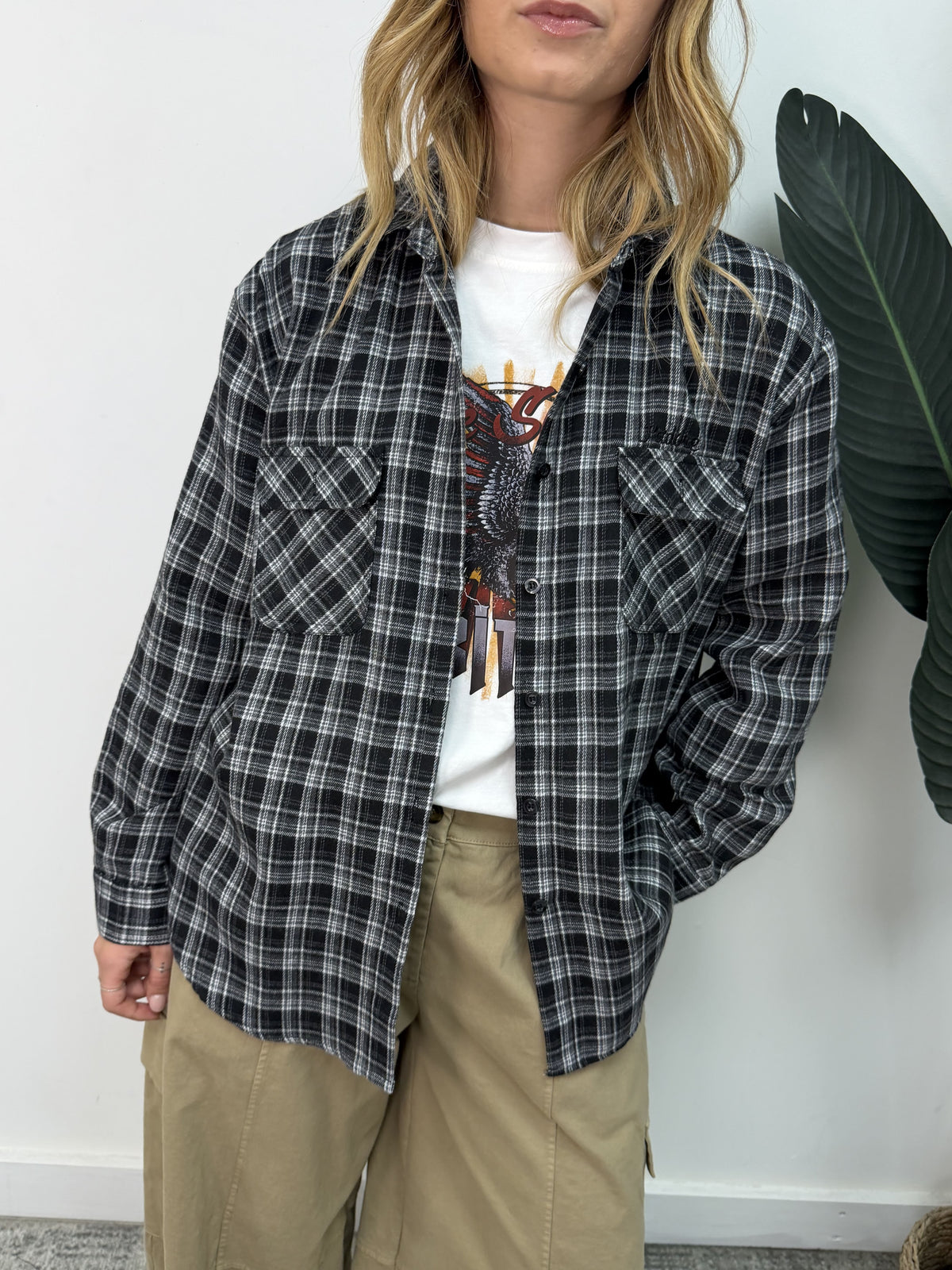 Camicia over check in flanella con taschino MyD