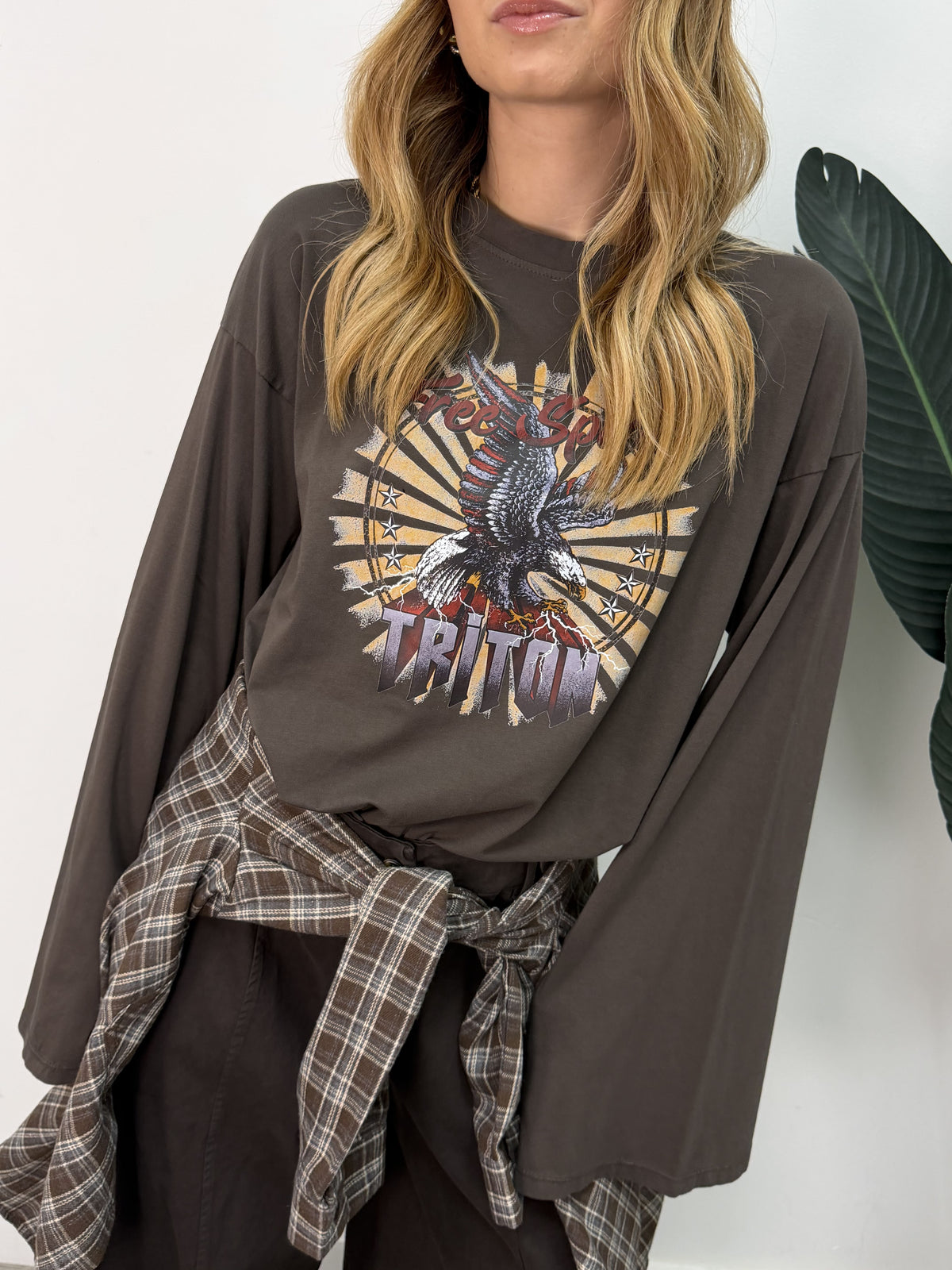 T-Shirt girocollo manica campana stampa Free spirit Susy Mix