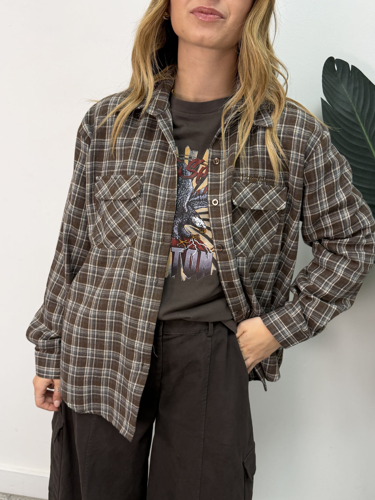 Camicia over check in flanella con taschino MyD
