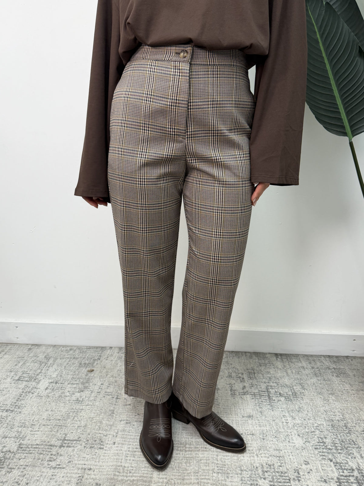 Pantalone gamba dritta stampa principe di galles Susy Mix