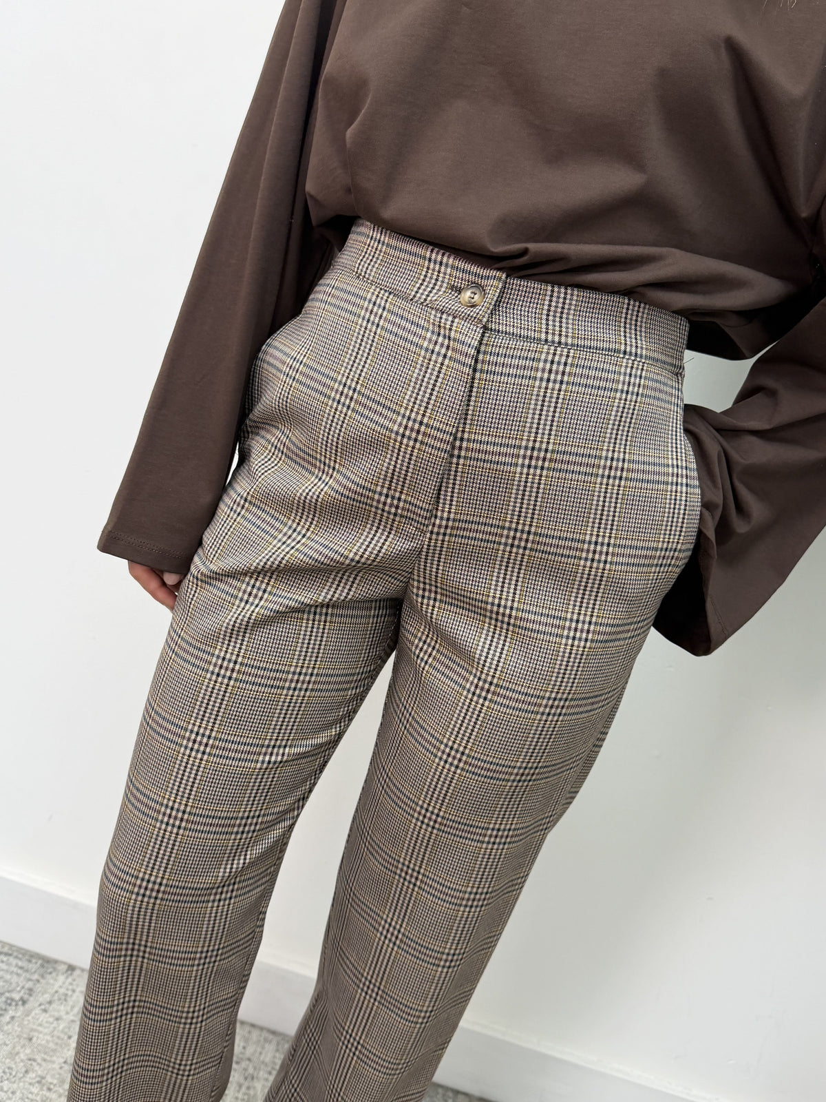 Pantalone gamba dritta stampa principe di galles Susy Mix