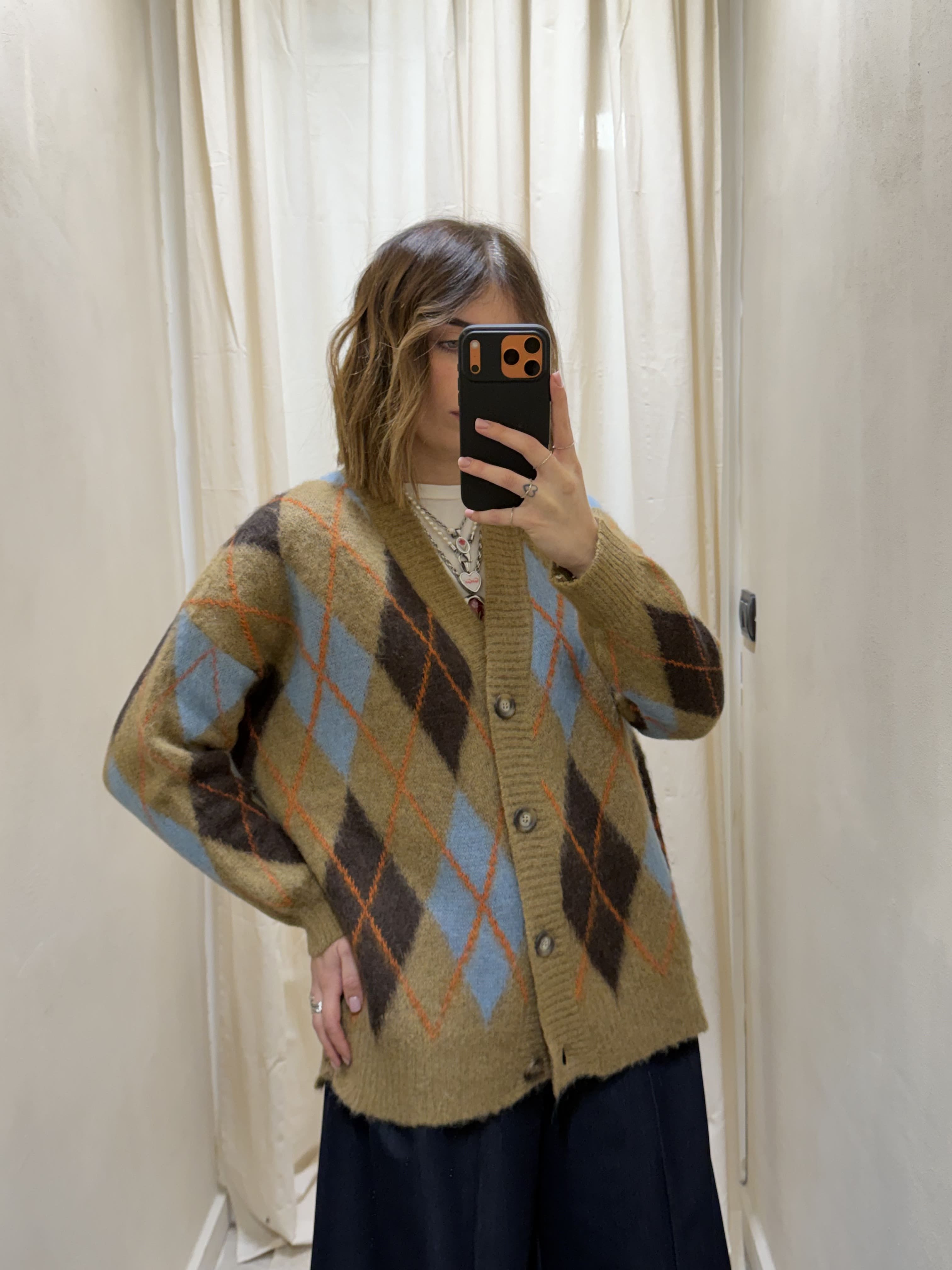 Cardigan over rombi misto lana Tensione In