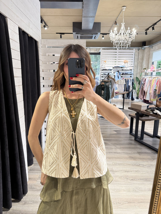 Gilet panciotto con inserti paillettes oro Tensione In