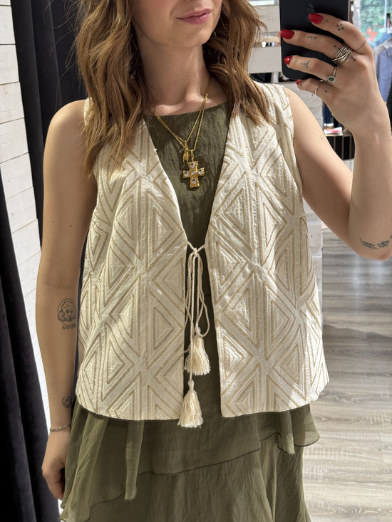 Gilet panciotto con inserti paillettes oro Tensione In