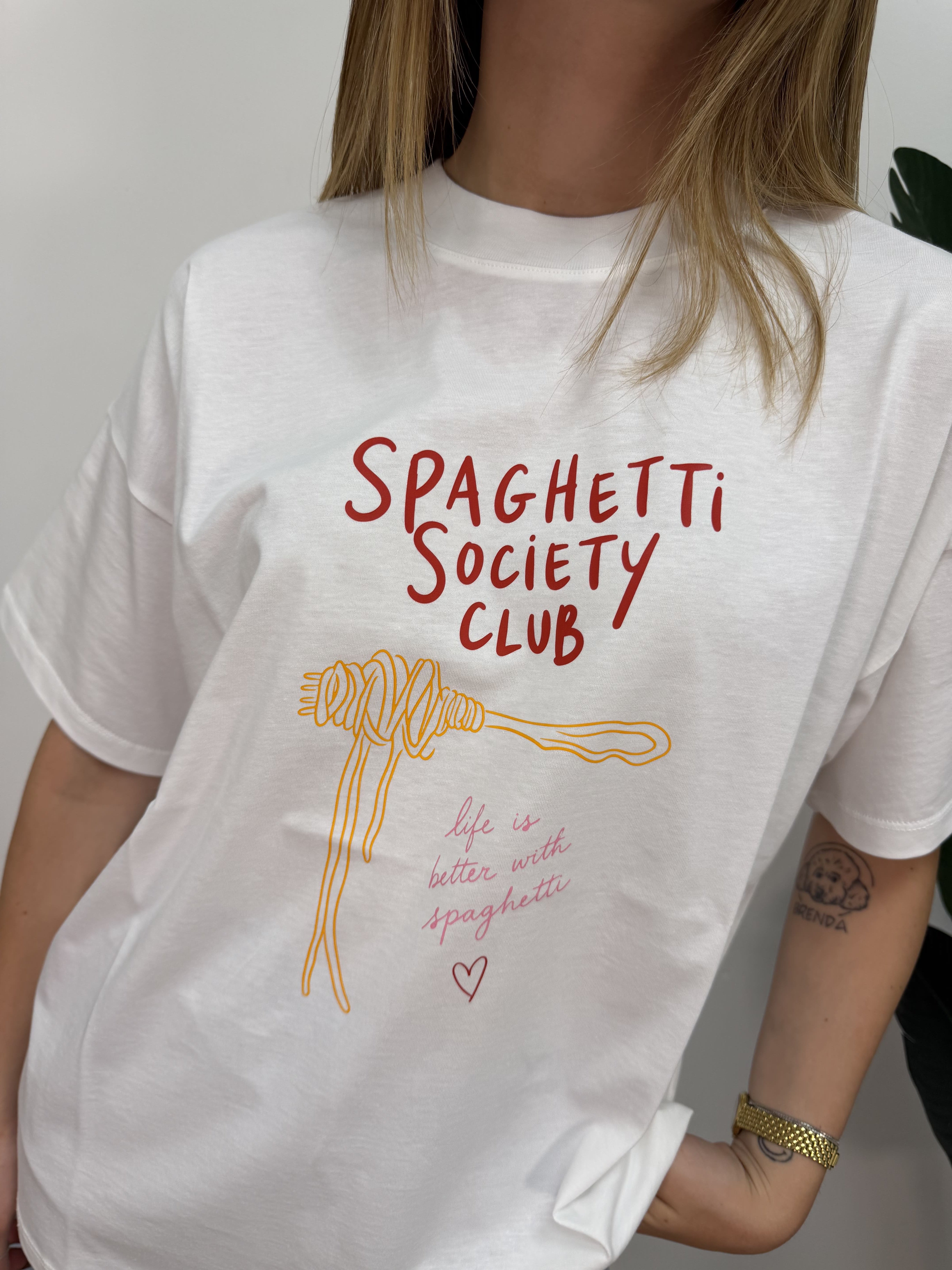 T-Shirt in cotone "Spaghetti society club" VICOLO