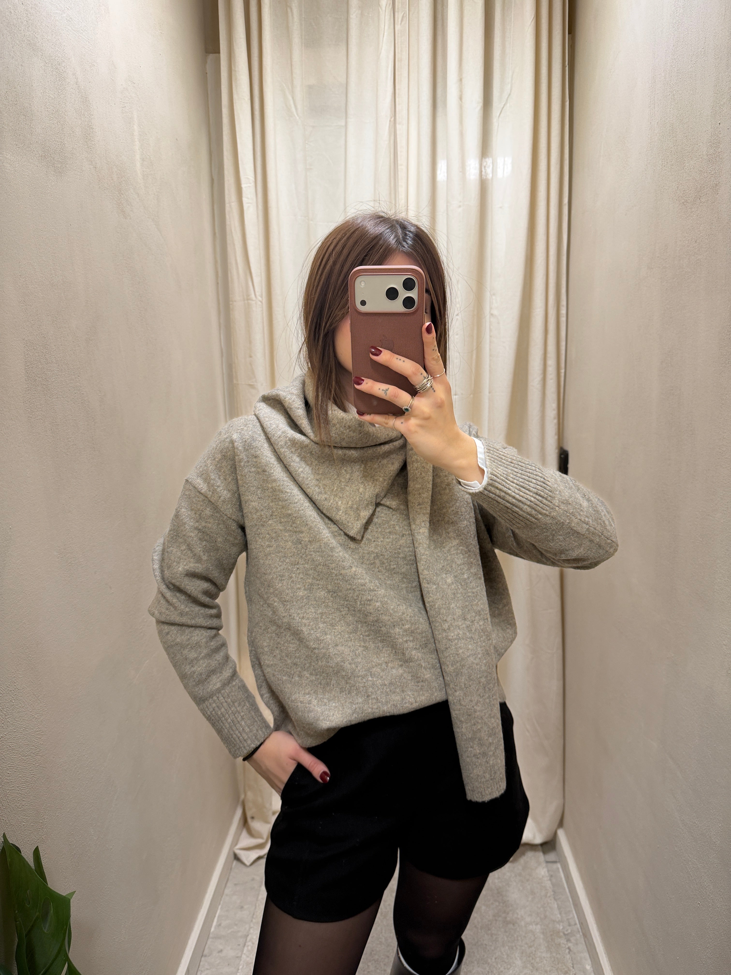 Maglione con sciarpa mélange BSB