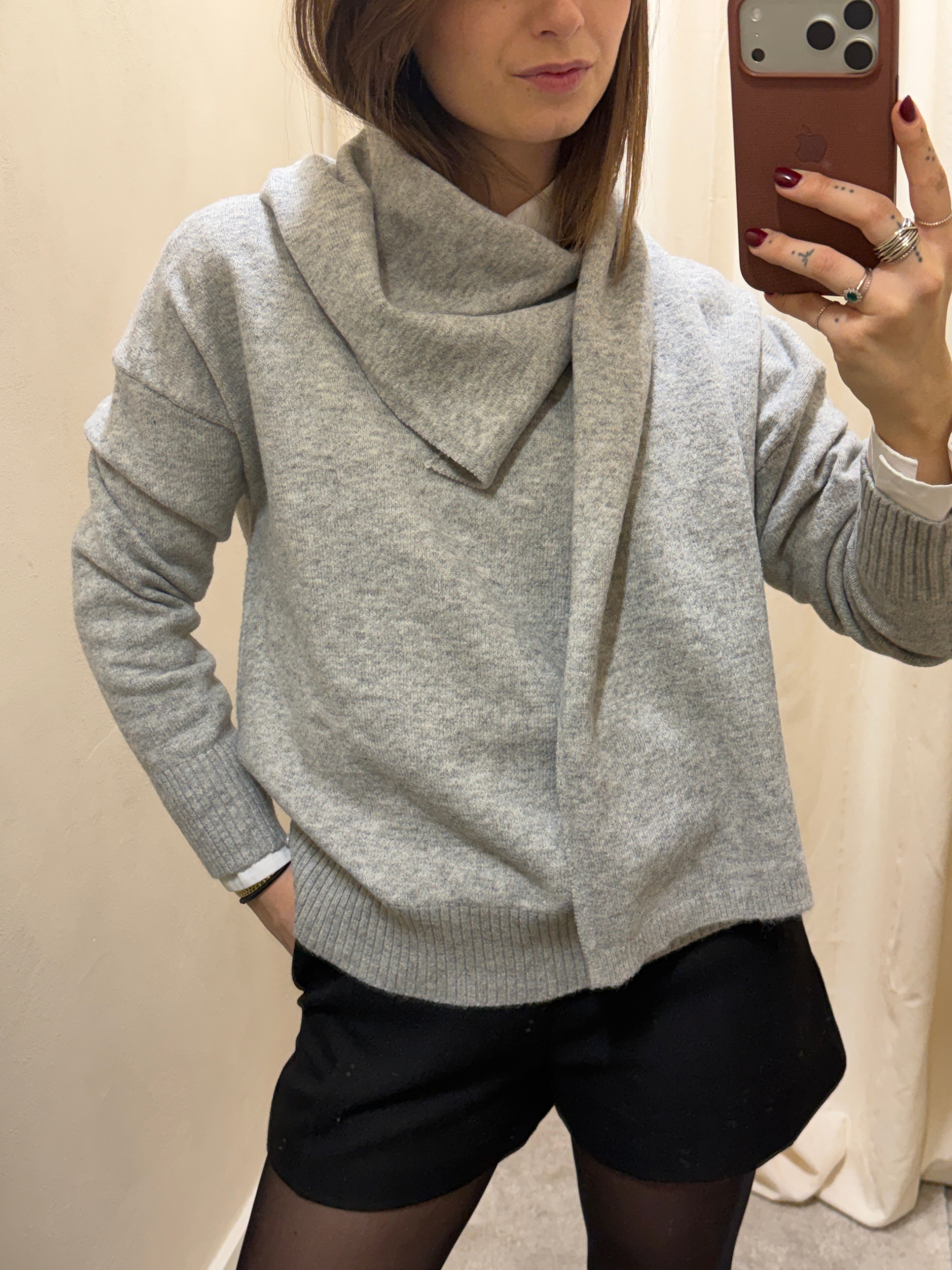 Maglione con sciarpa mélange BSB