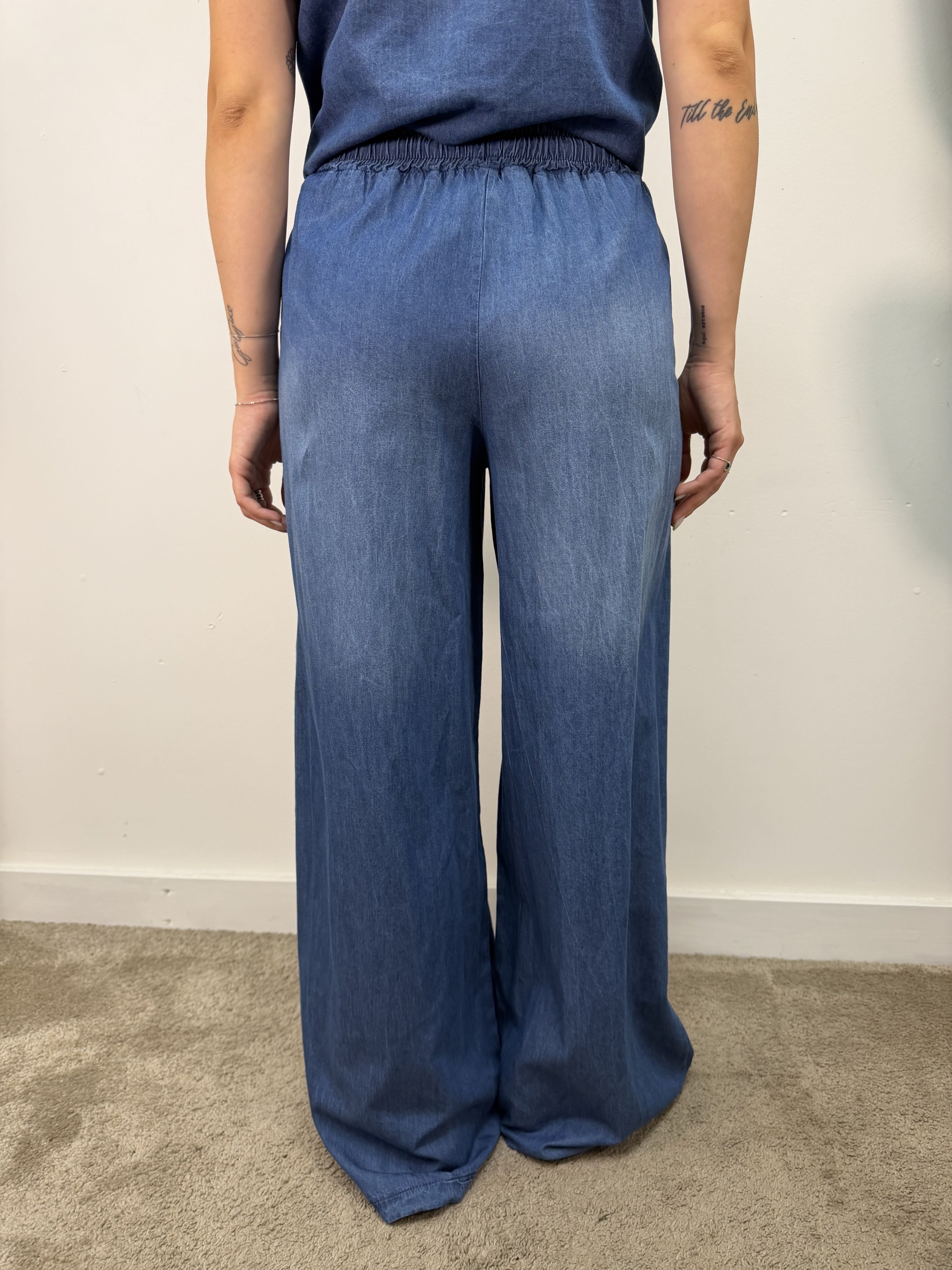 Pantalone chambray gamba dritta Susy Mix